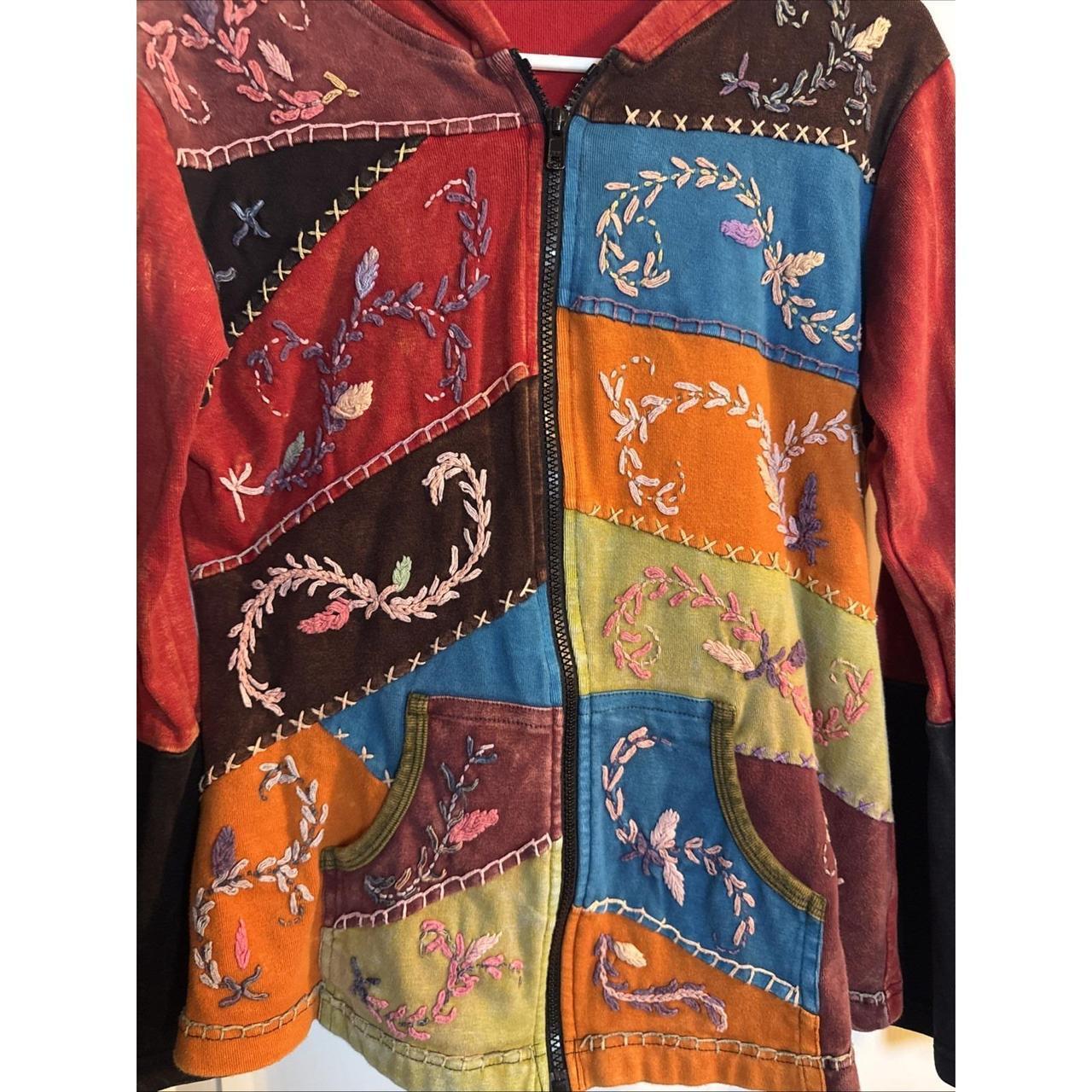 Women's Jacket - Multi - M – Boho Patchwork Embro… - image 2