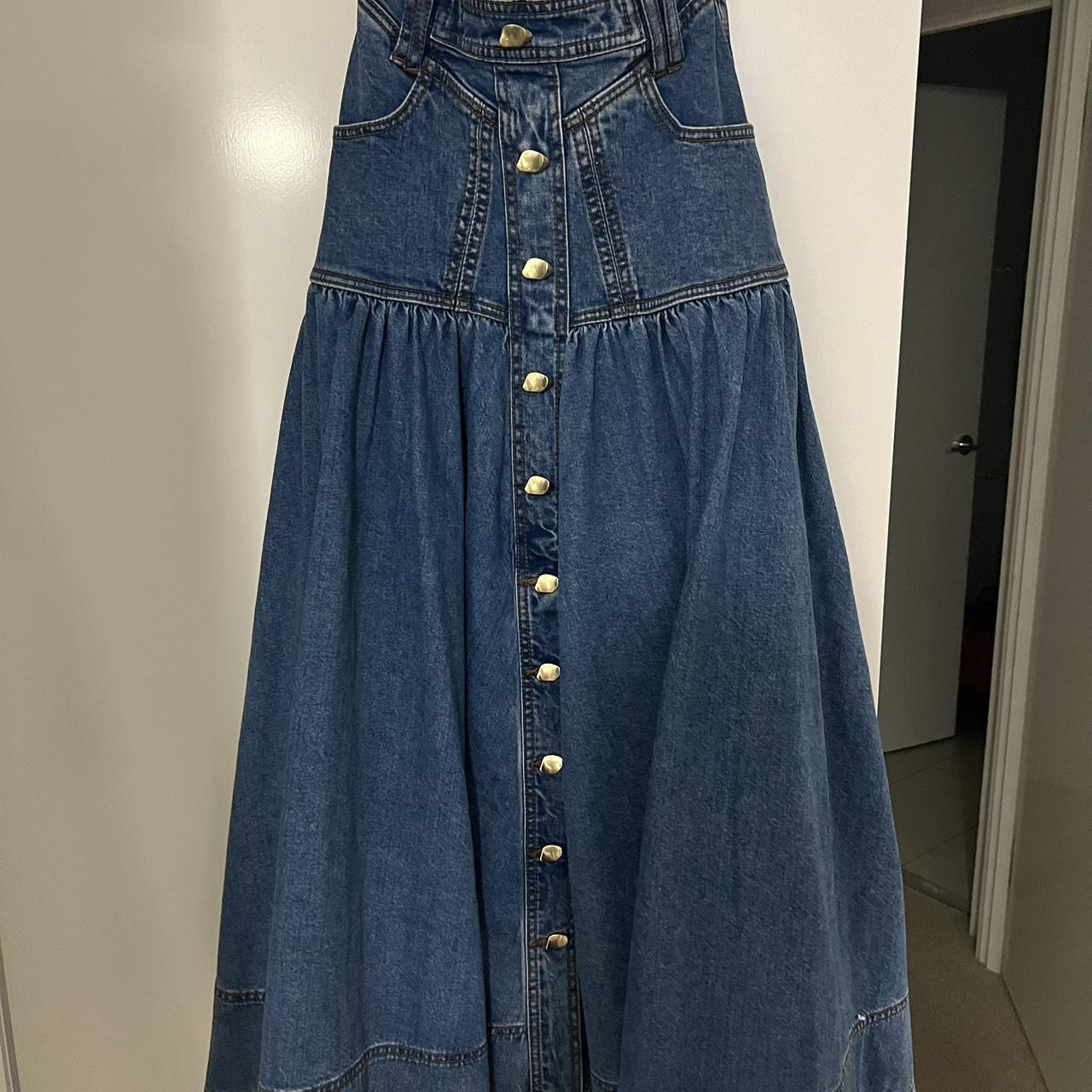 💙 Aje Belmond Denim Midi Skirt In 90s Wash 💙 Size 4 Depop