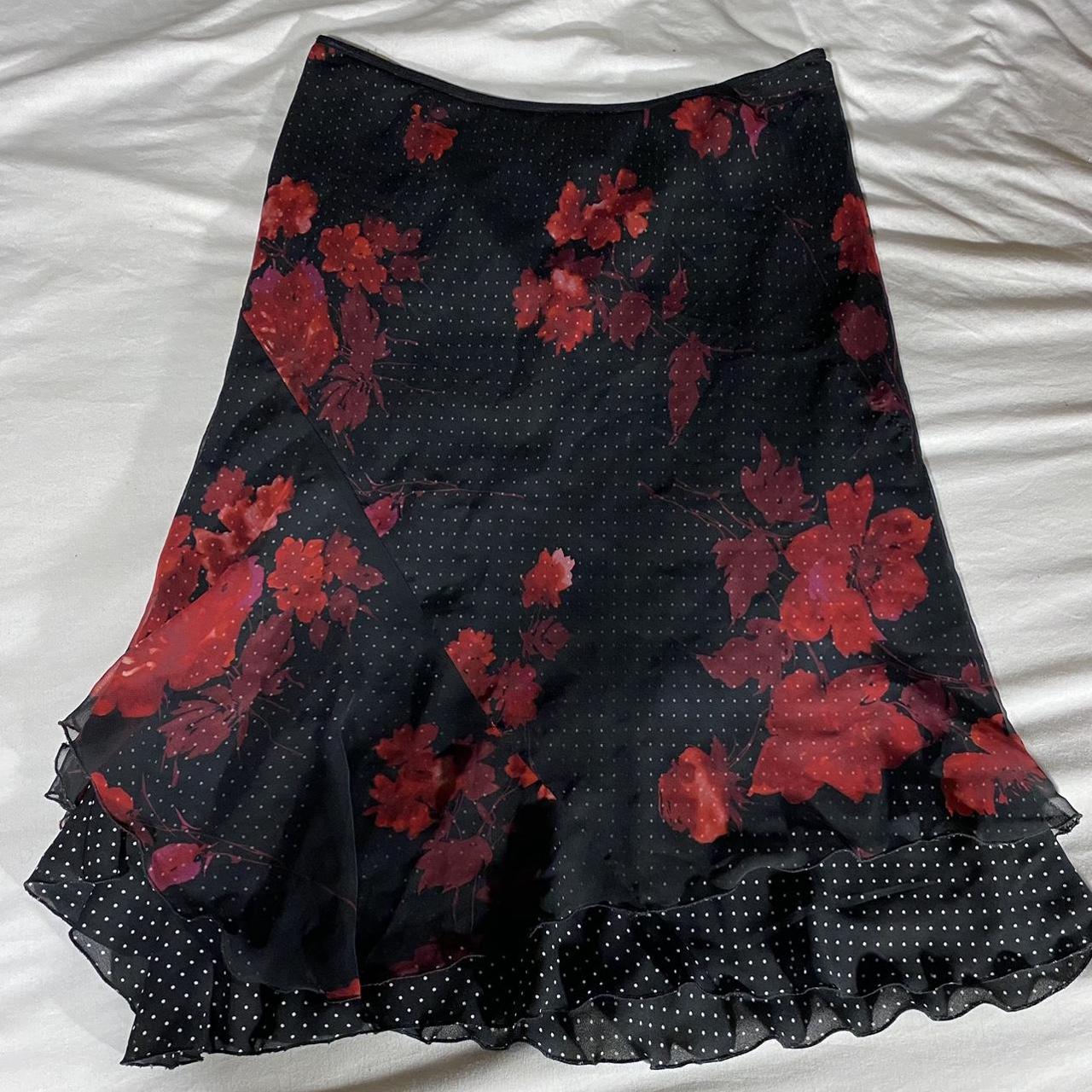 Cute Vintage Floral Skirt With Polka Dots... - Depop