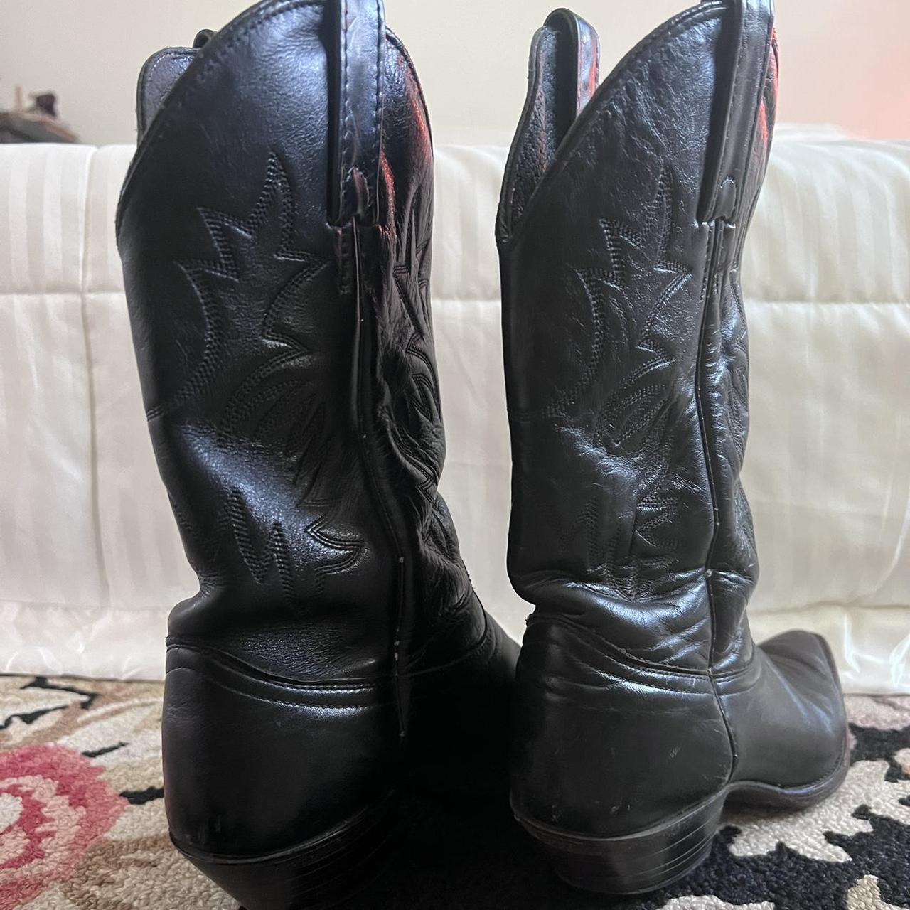 justin black leather boots 🥀 well loved and worn... - Depop