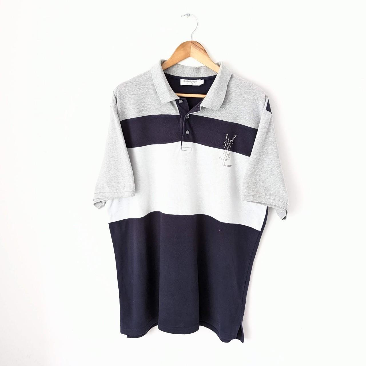 Yves Saint Laurent Vintage 90s Navy Blue Small Logo Polo