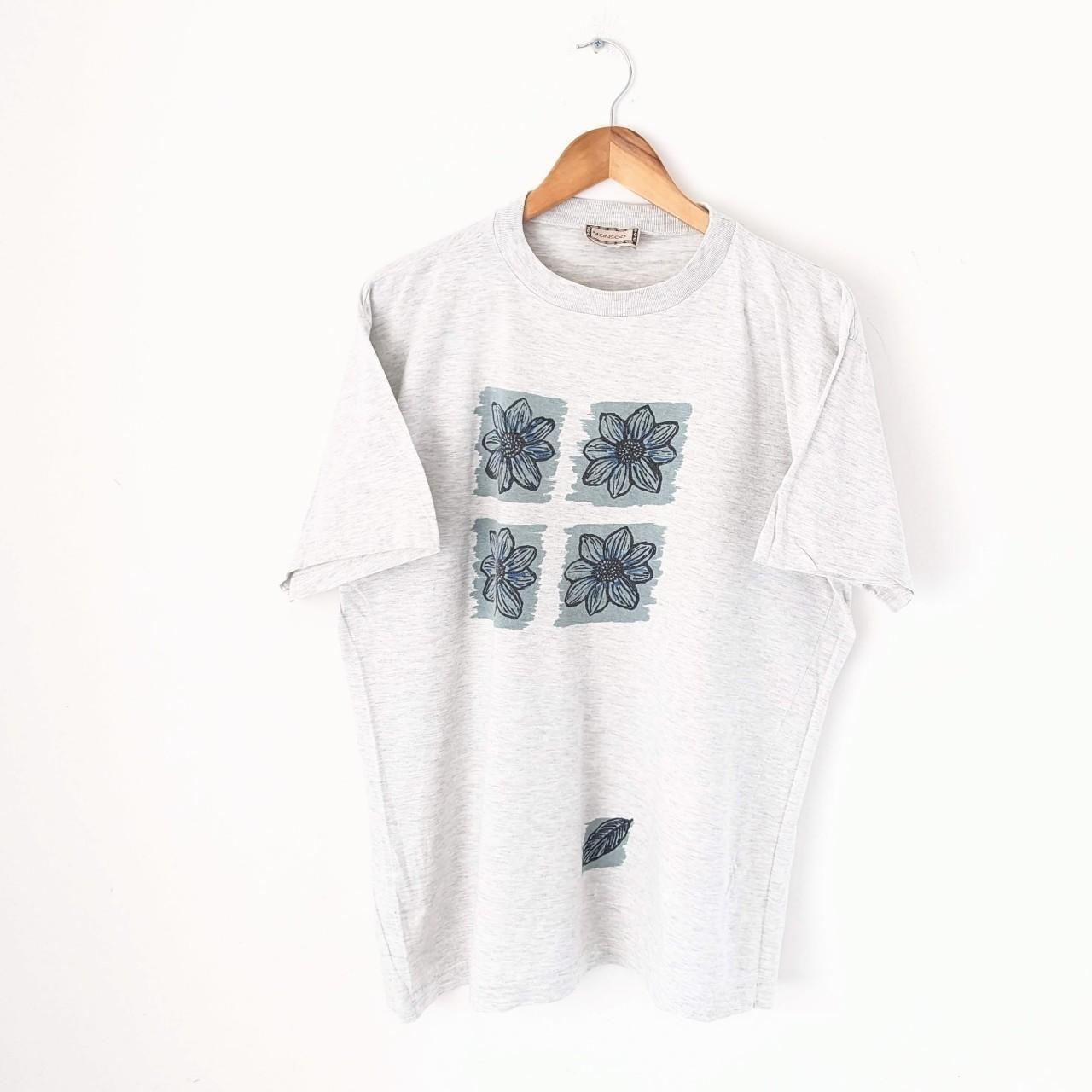 Vintage Marl Grey Printed Boxy T-shirt... - Depop