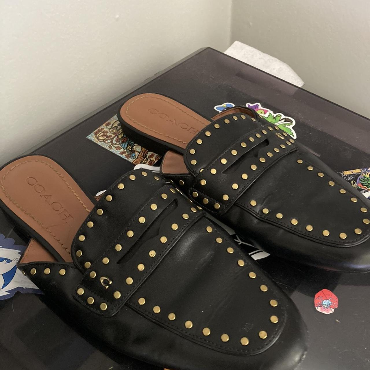 mens black coach slides