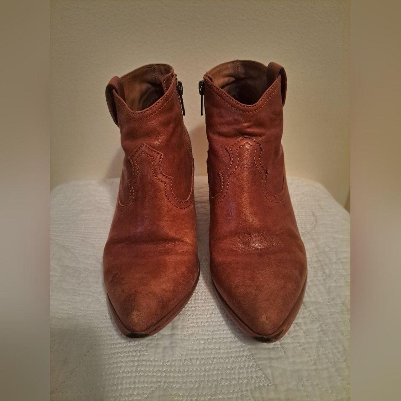 Frye Reina Cognac Leather Western Ankle Bootie