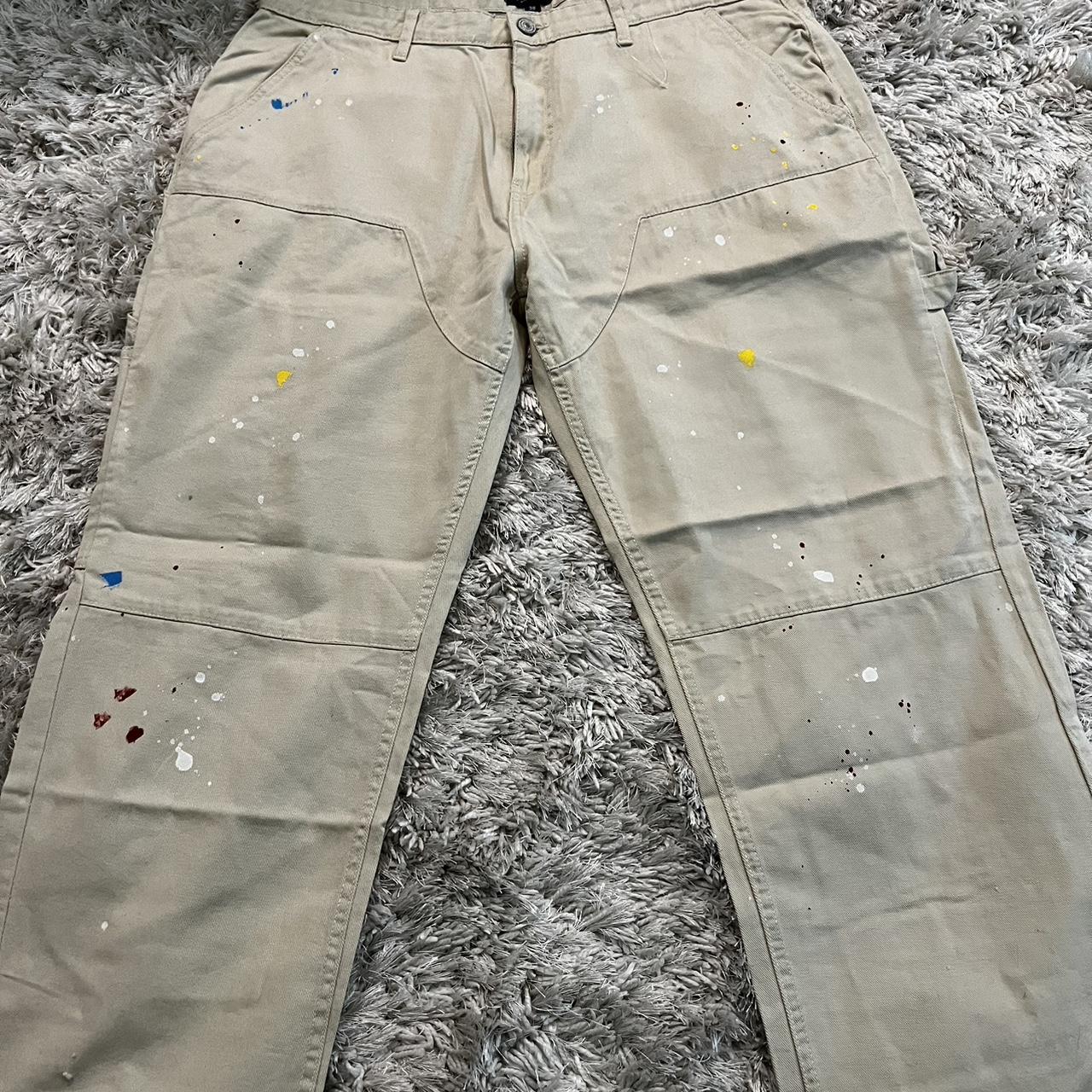 BoohooMAN paint splatter baggy cargos Size 38... Depop