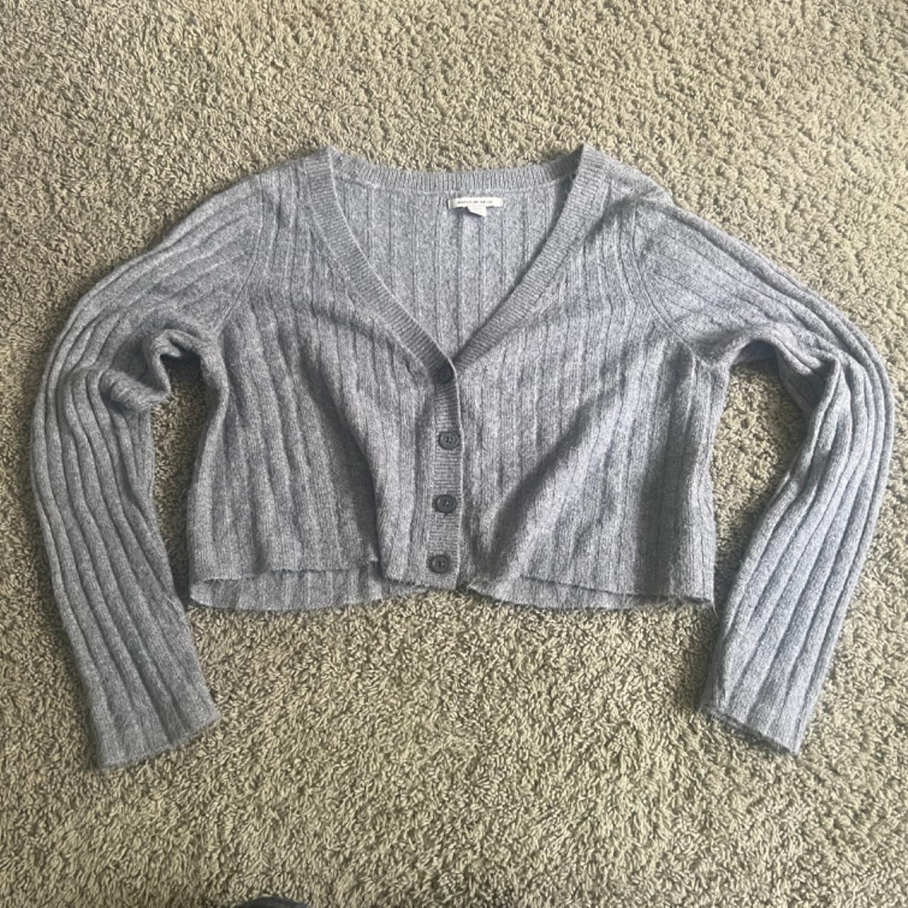 Super soft cropped grey cardigan Depop