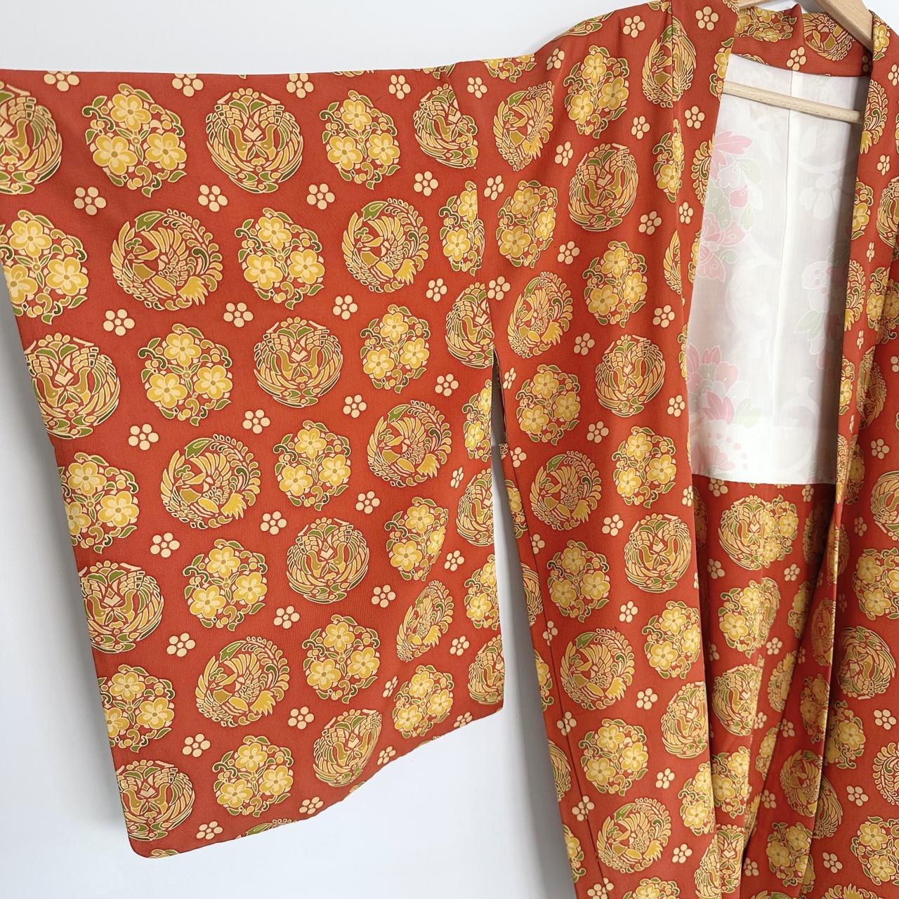 Women's Red and Yellow Coat Depop