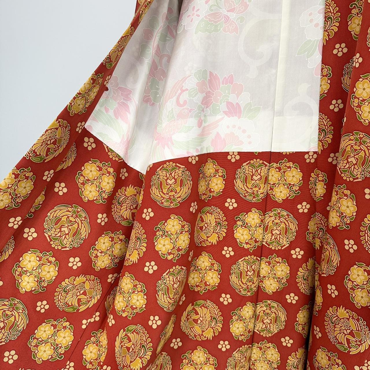 Women's Red and Yellow Coat Depop