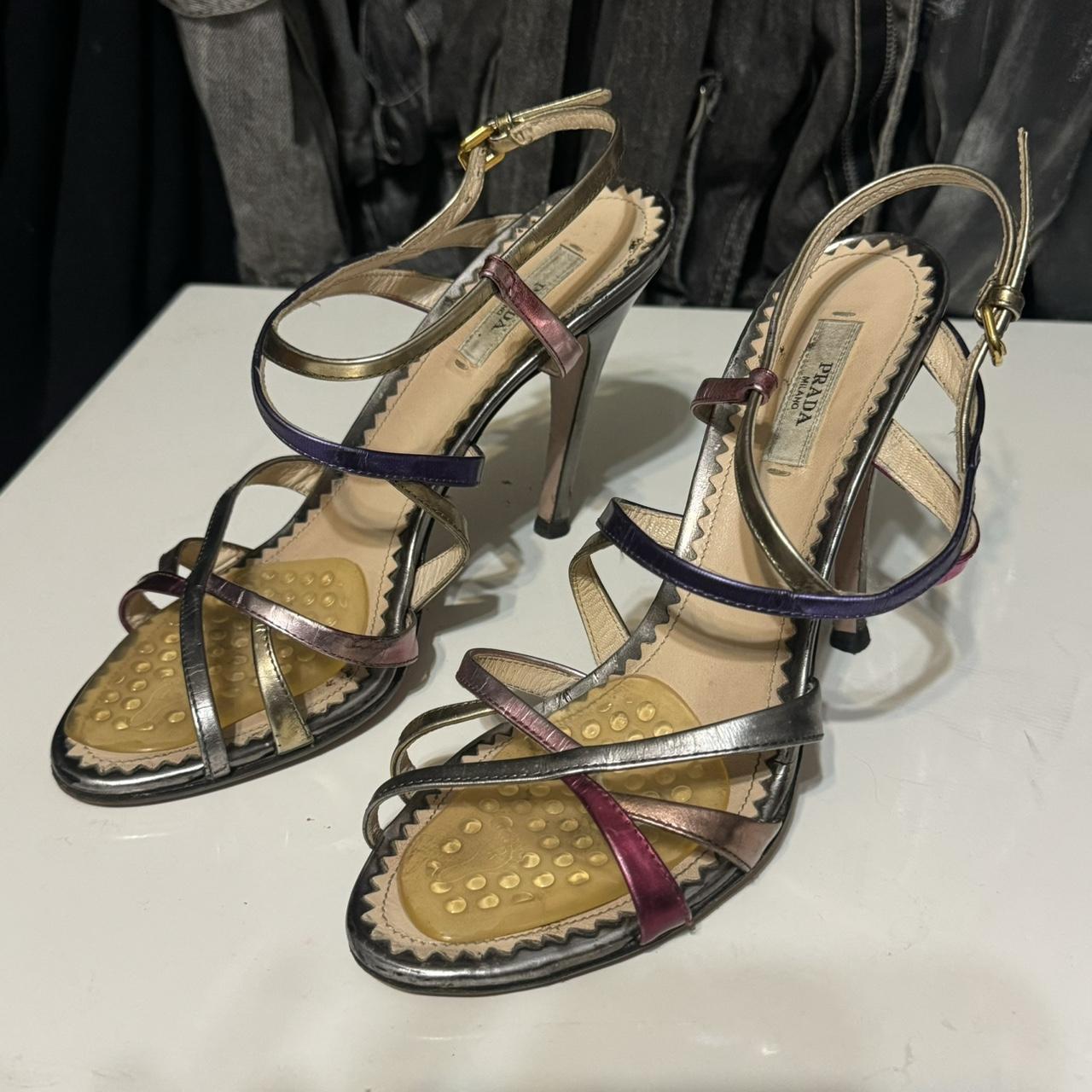 Prada metallic sandals hotsell