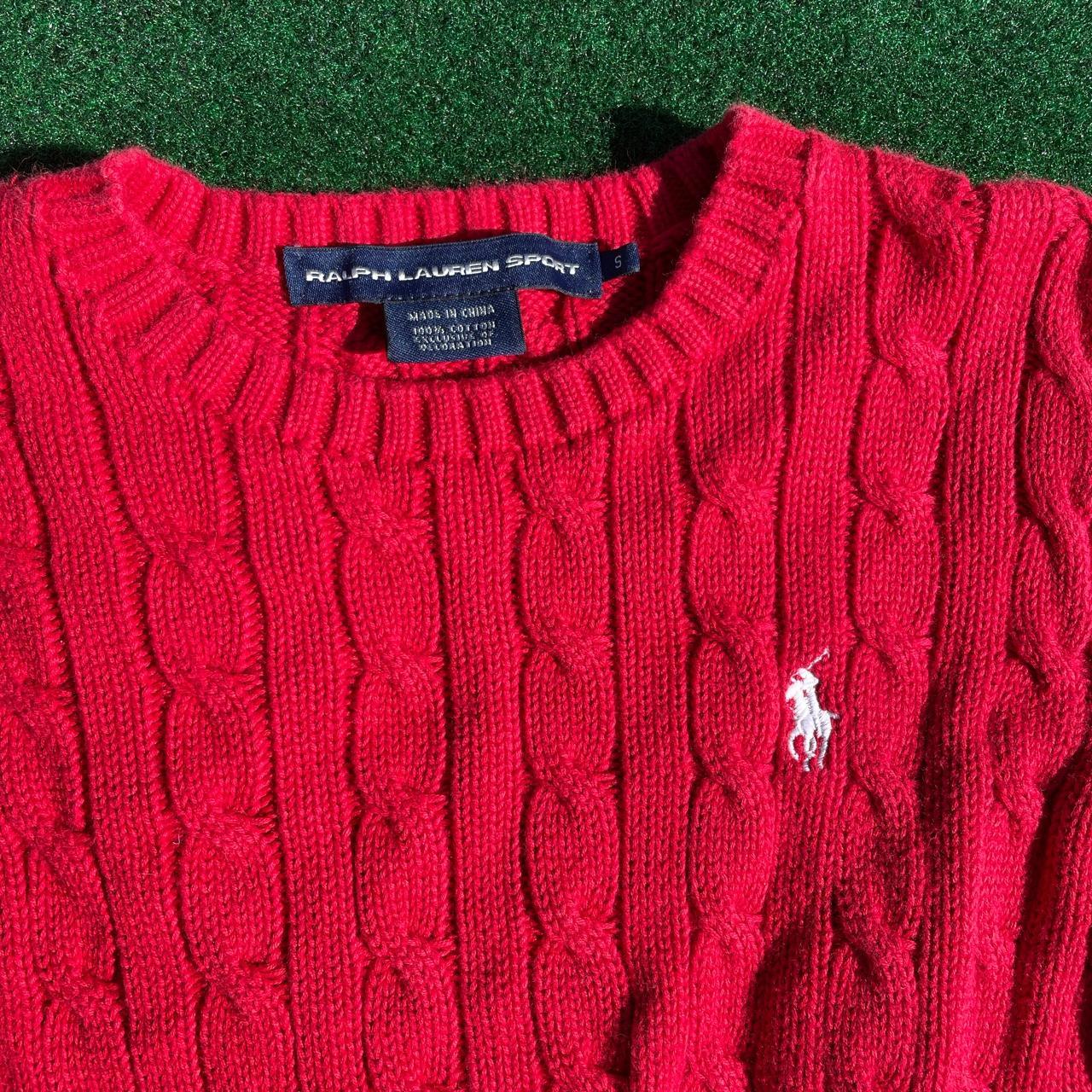 Polo Ralph Lauren Women's White and Red Jumper | Depop