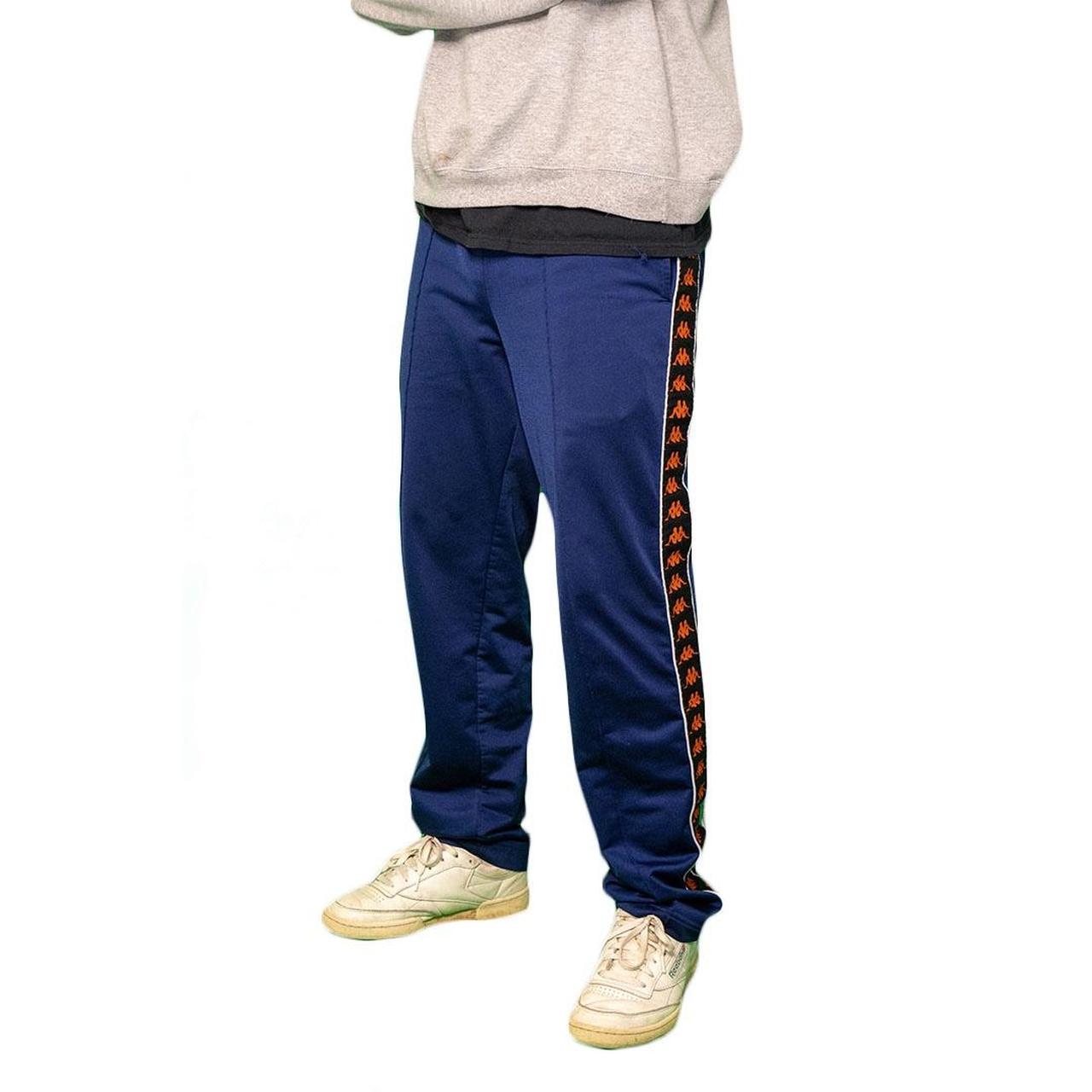 Navy blue and orange Kappa Pants size - Depop