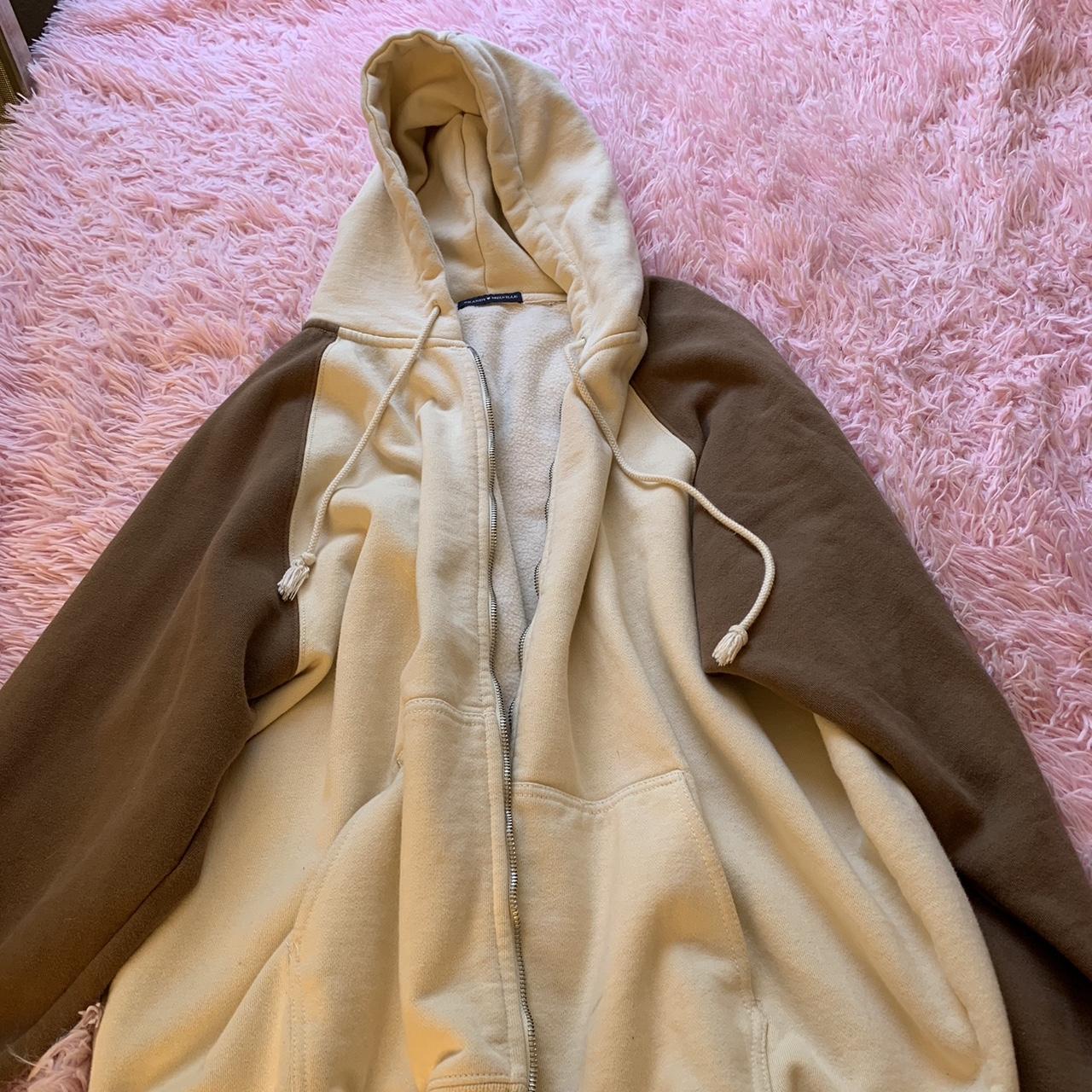 Brandy Melville cream and brown christy hoodie... Depop