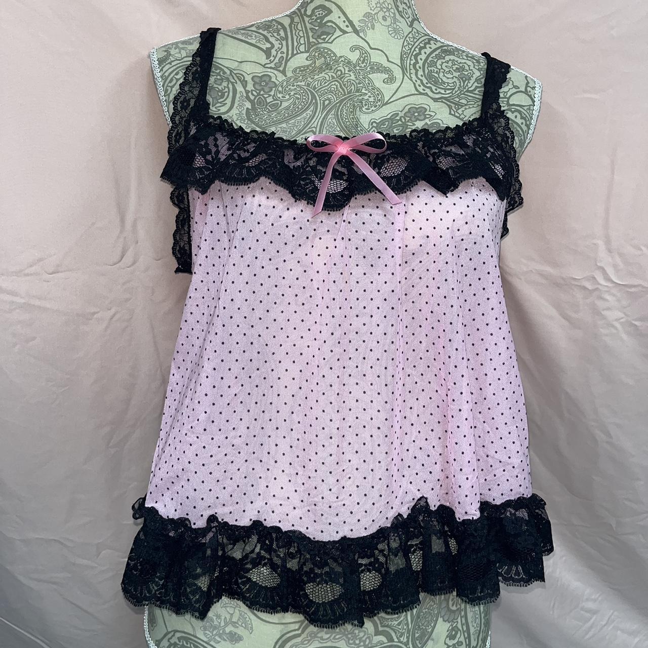 Flowy Pleated Babydoll Top With Lace by Victoria - Depop