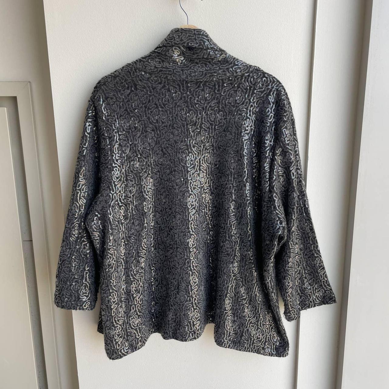 y2k Metallic Sequined Draped Cardigan Gray Size:... - Depop