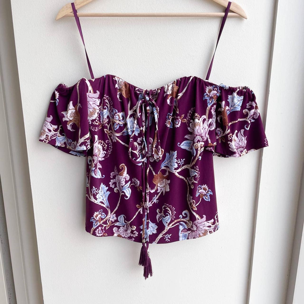 WFBM Floral OffShoulder Bustier Top Purple Size US... Depop