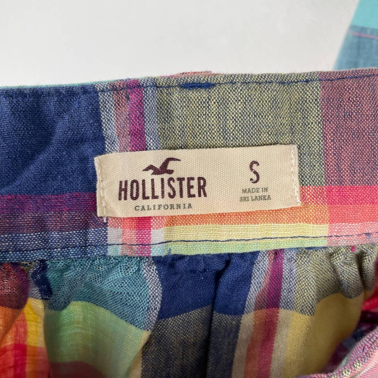 Hollister Rainbow Plaid Linen Blend Button Front... - Depop