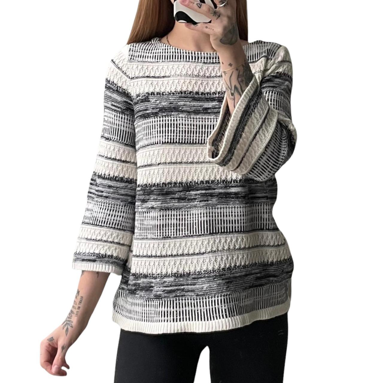 Striped bell sleeve on sale sweater