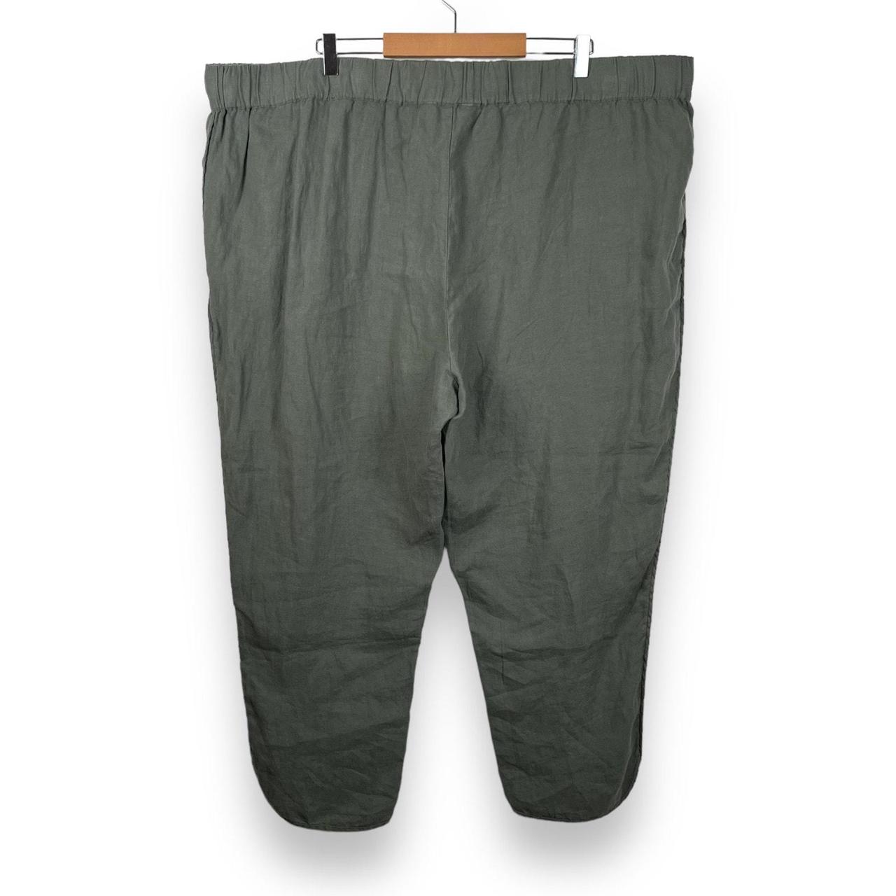 Caslon 3X Olive Green Track Style 100 Linen Pants. Depop