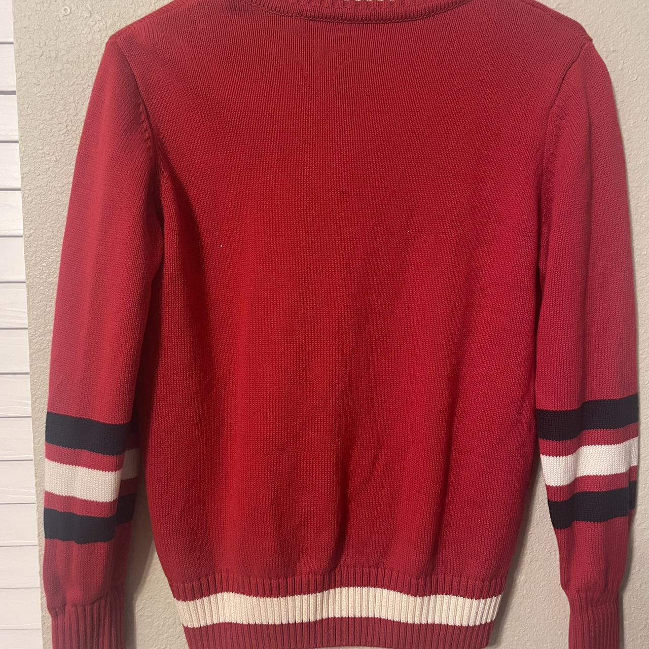 Men's Red and White Cardigan | Depop