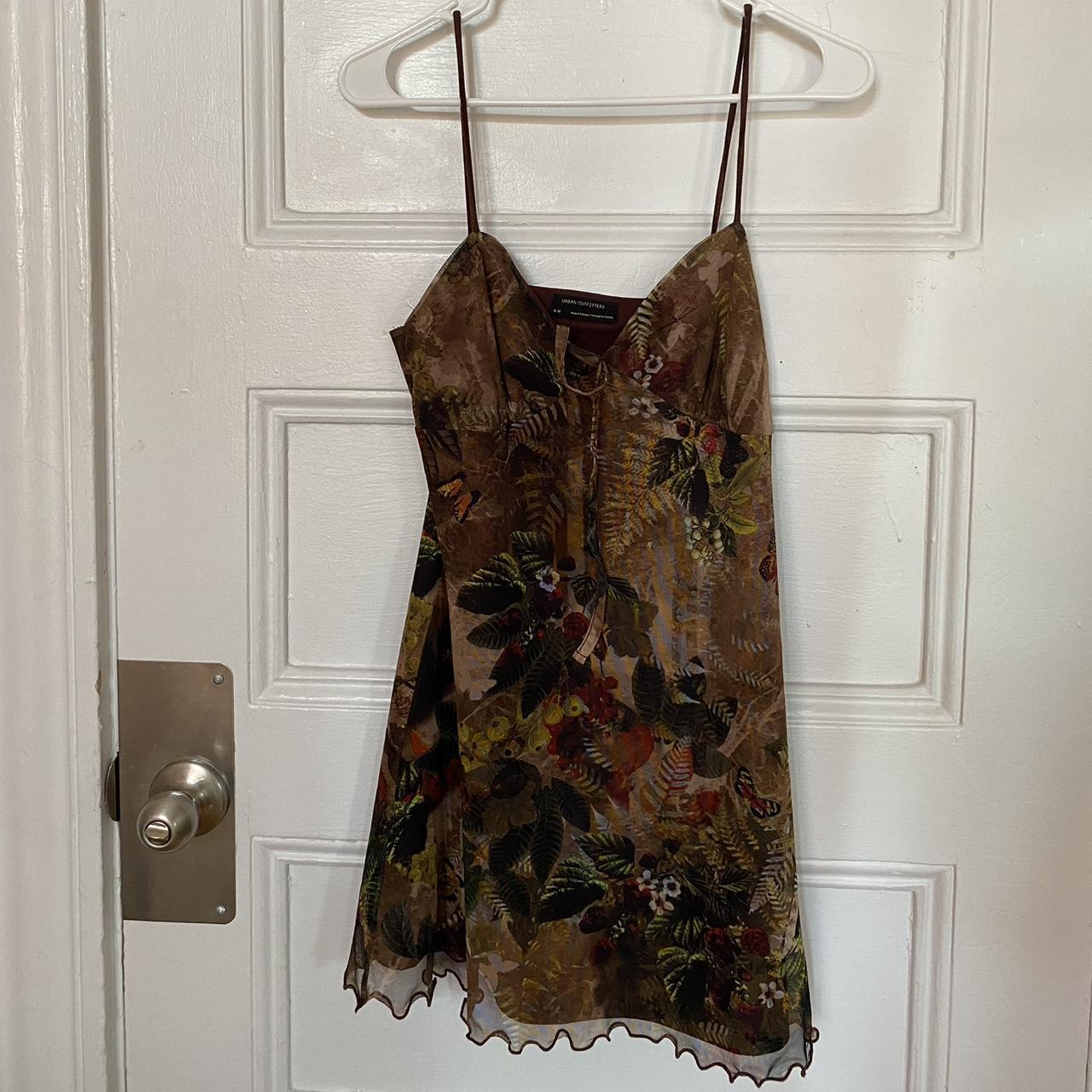 Brown floral dress Urban Outfitter Size M Depop