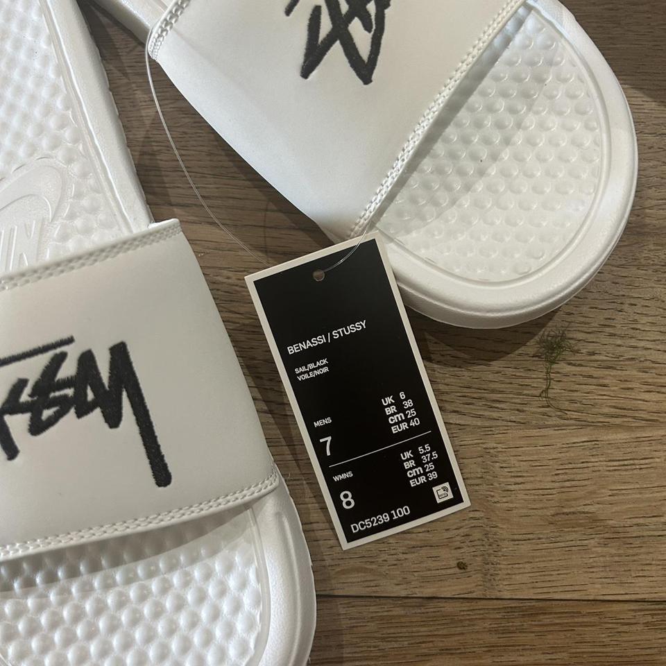 White best sale stussy slides