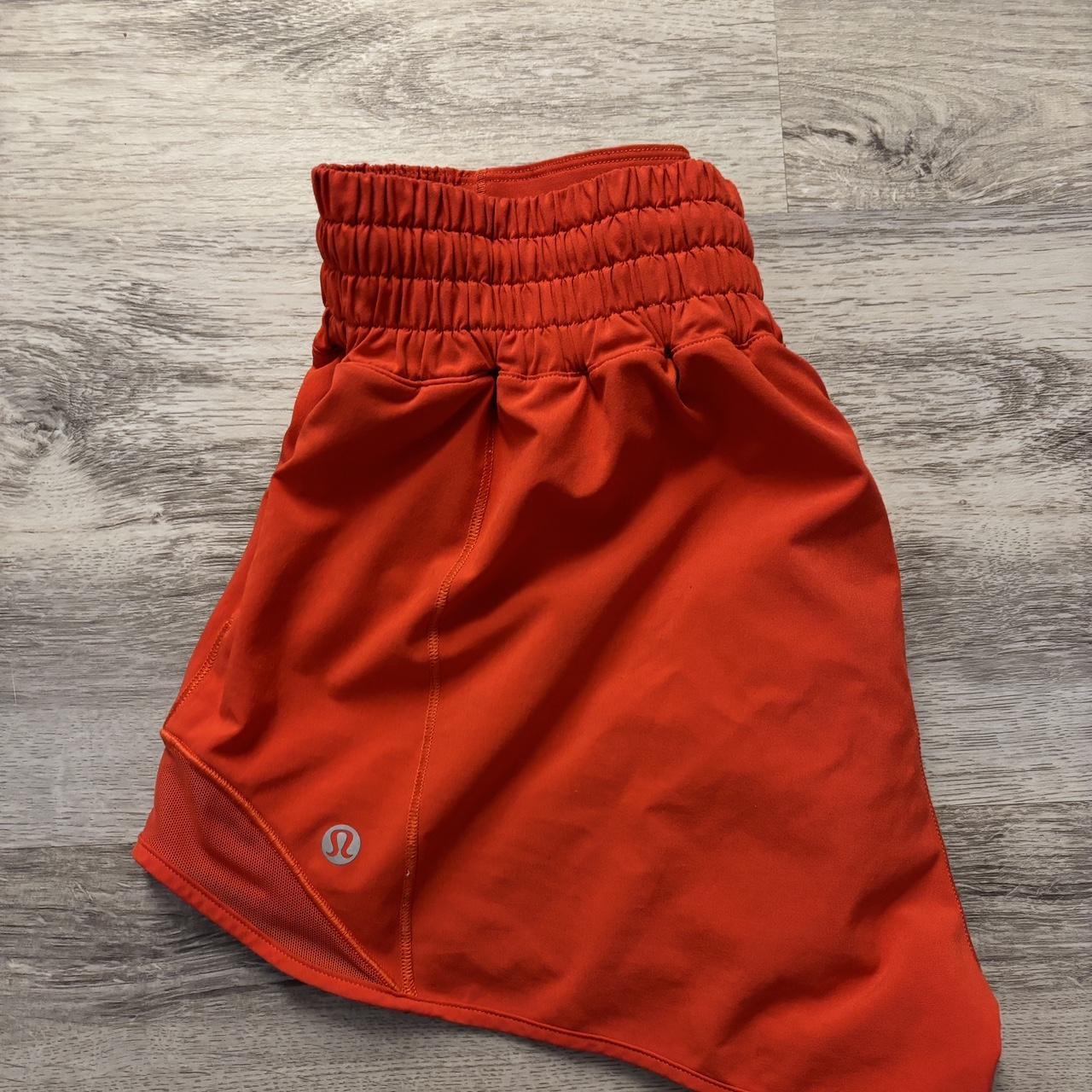 Lululemon reddish/orange sporty shorts these are 2.5... Depop