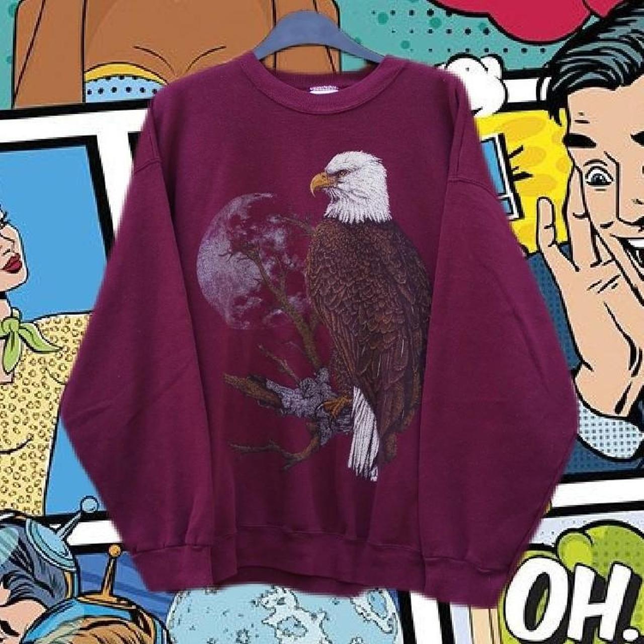 Wine / burgundy sweater with Eagle design. Fairly... - Depop