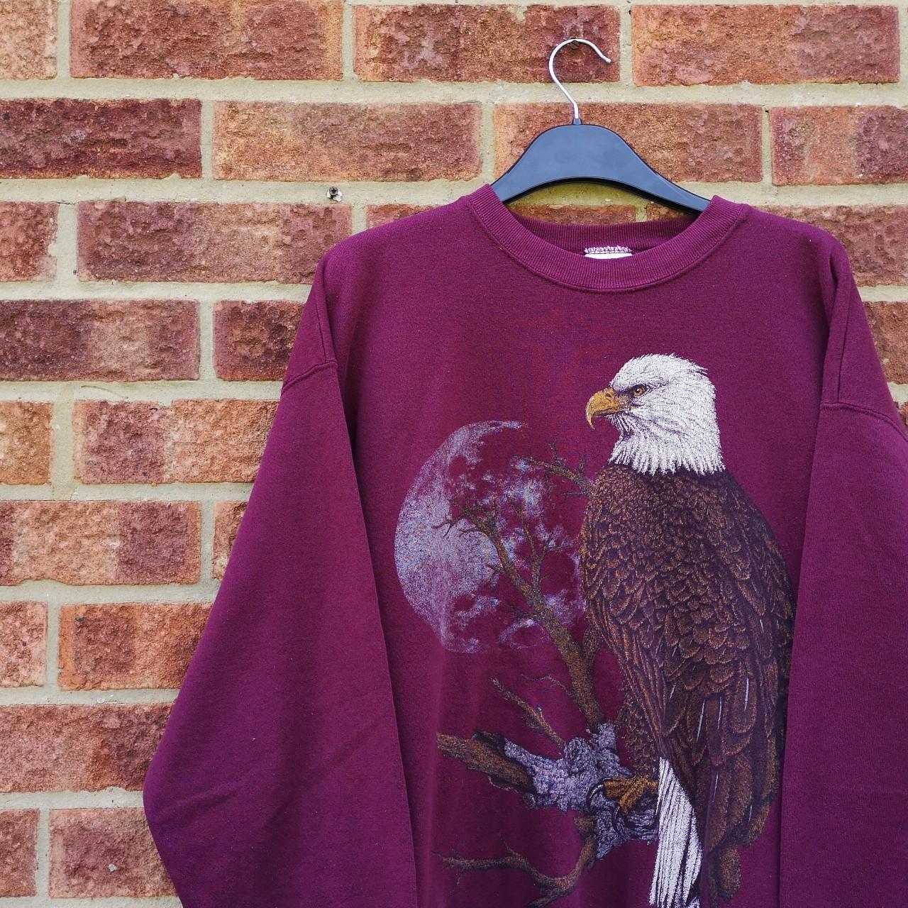 Wine / burgundy sweater with Eagle design. Fairly... - Depop