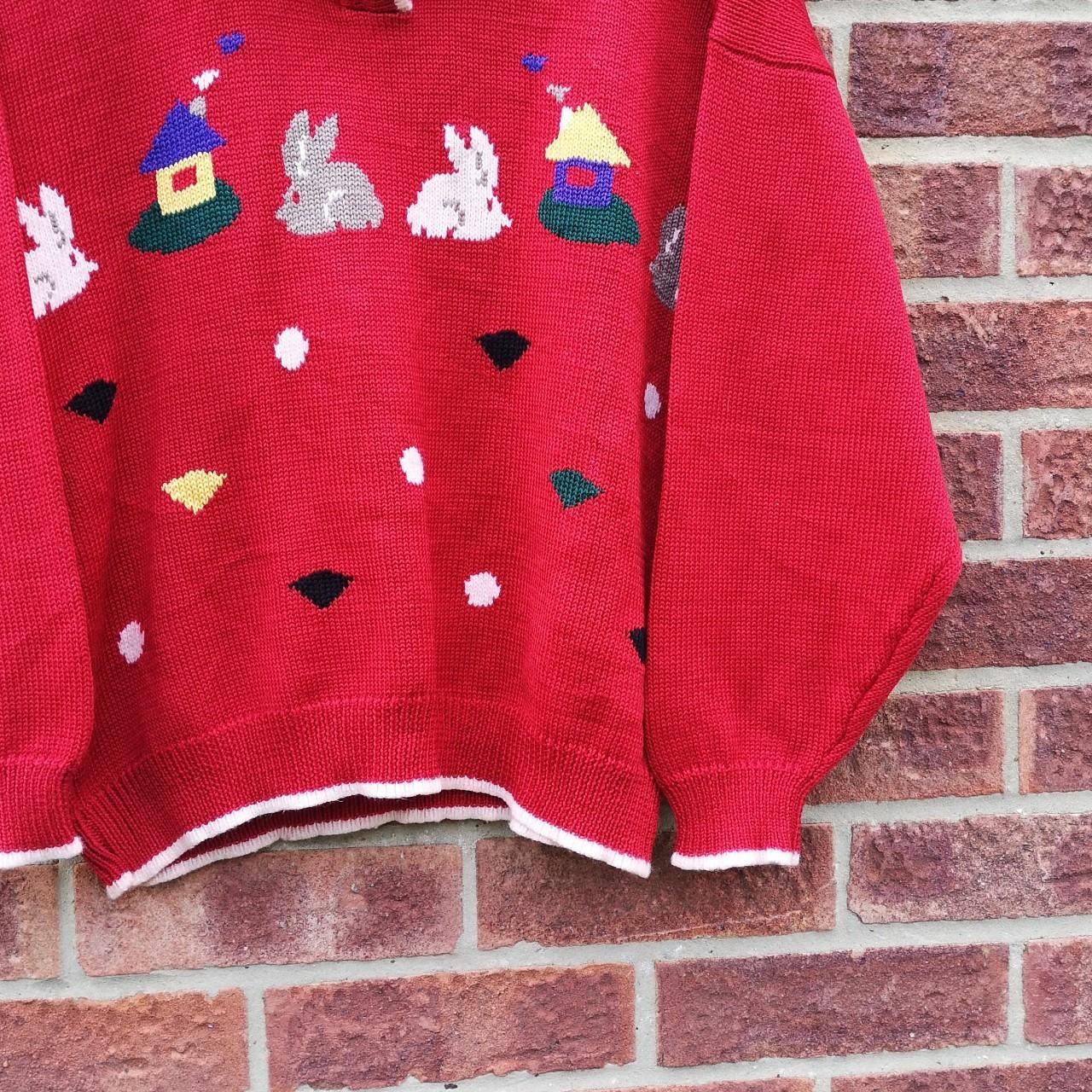 Red jumper with cute bunny rabbits design. Has... Depop