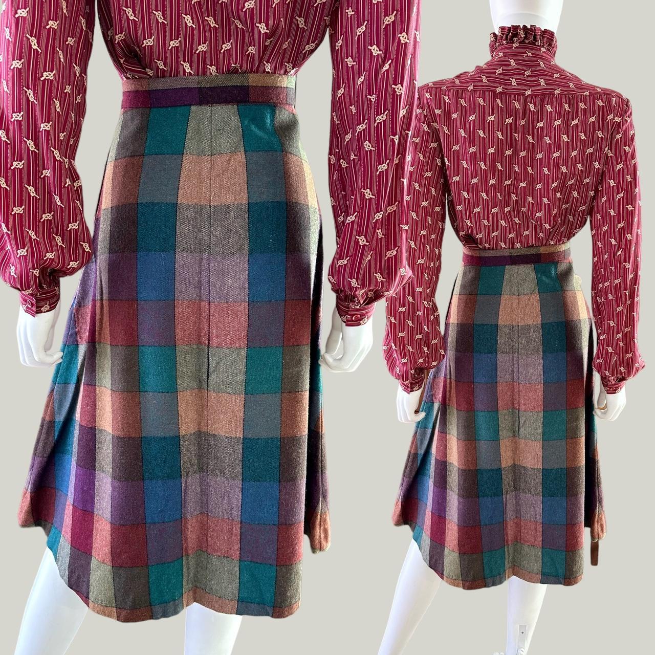 Gorgeous unbranded 70's plaid wool a-line skirt!... - Depop