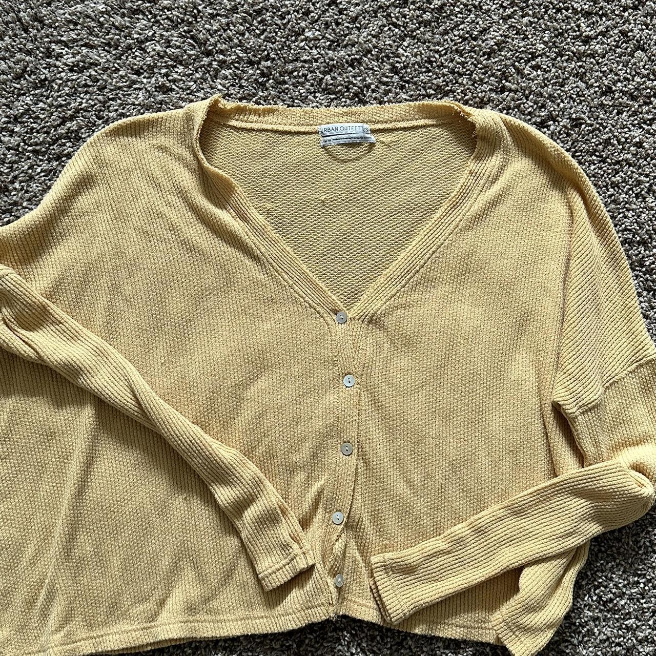 Yellow urban outfitters knit cardigan - Depop