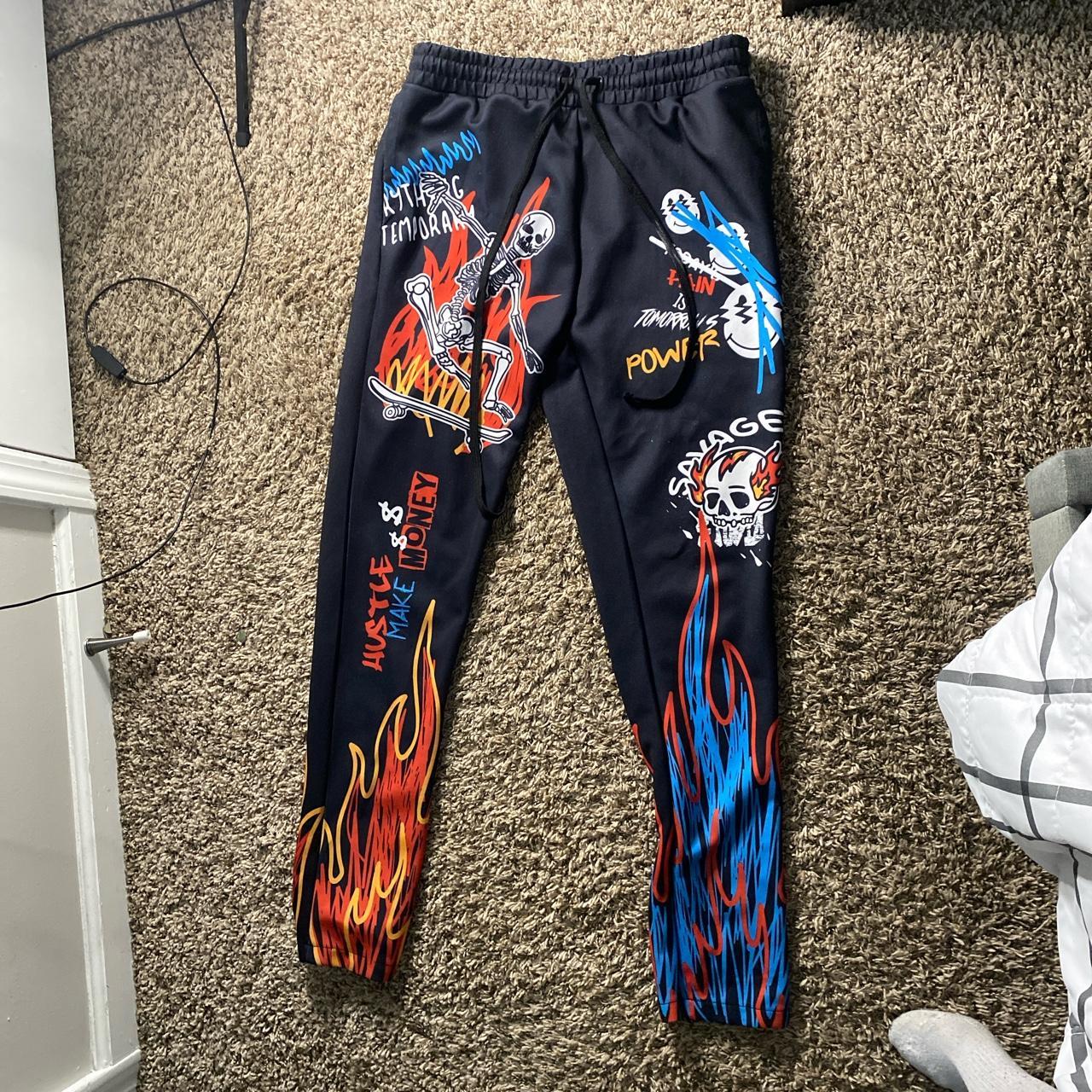 Flame Sweatpants -cute sweats -trendy -comfy - Depop