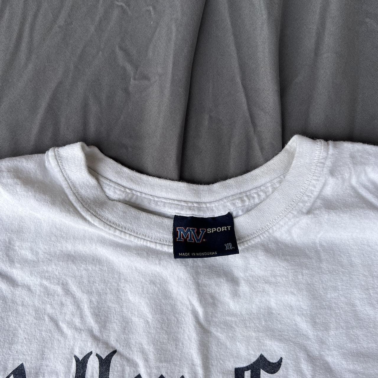 Men's White and Navy T-shirt | Depop