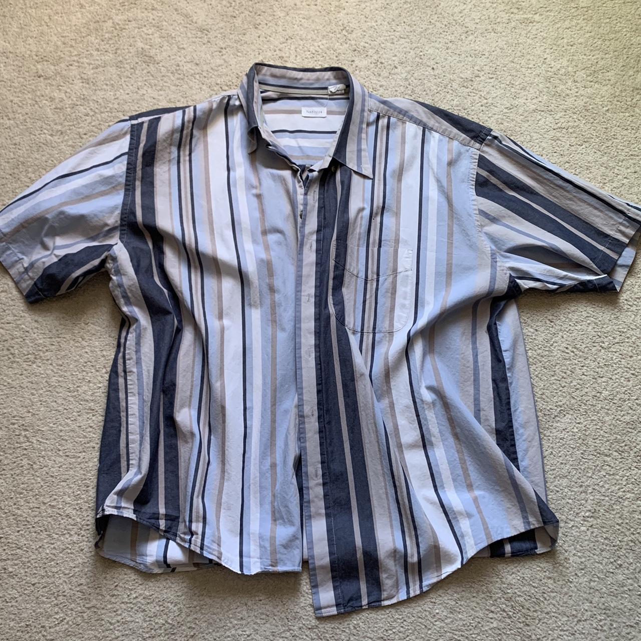 Striped Blue button up shirt. Van Heusen brand. No - Depop