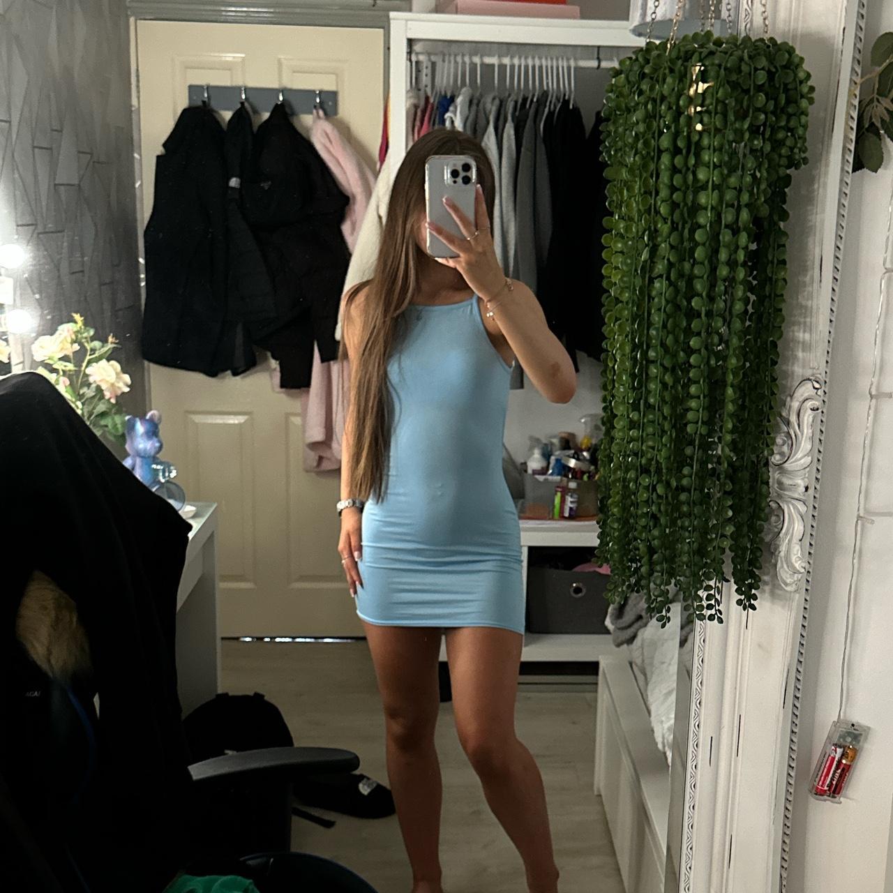 blue plt bodycon mini dress brand new never been... - Depop