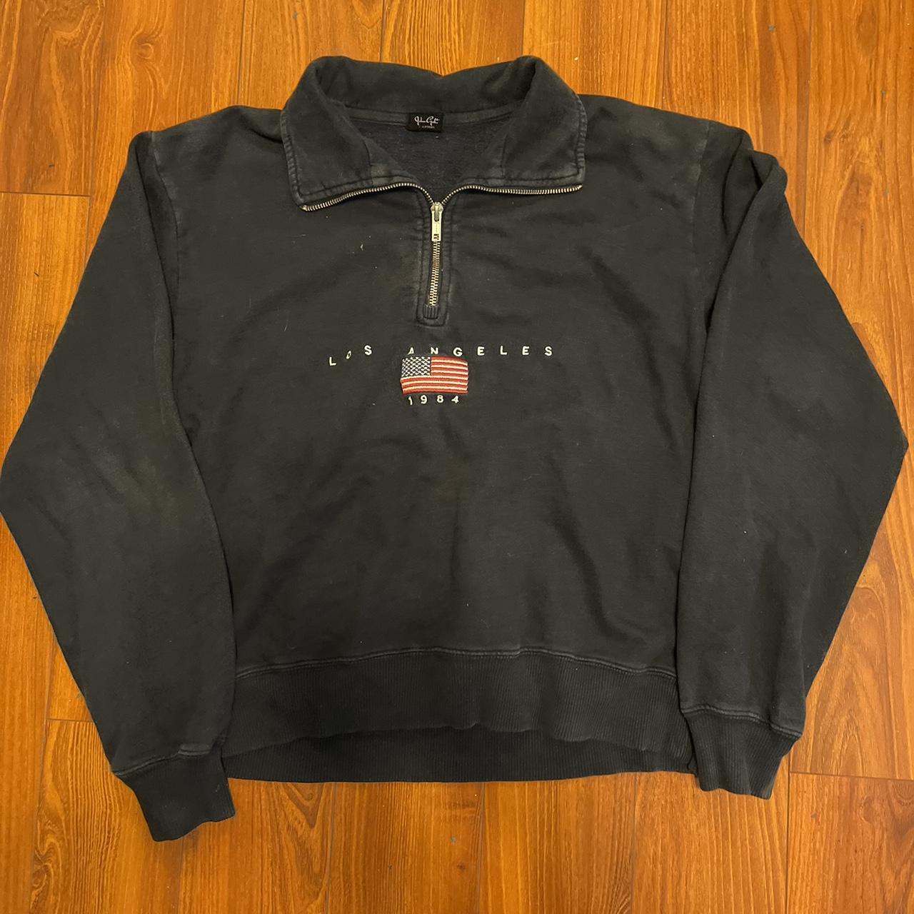 Brandy Melville quarter zip up Los Angeles Navy... Depop