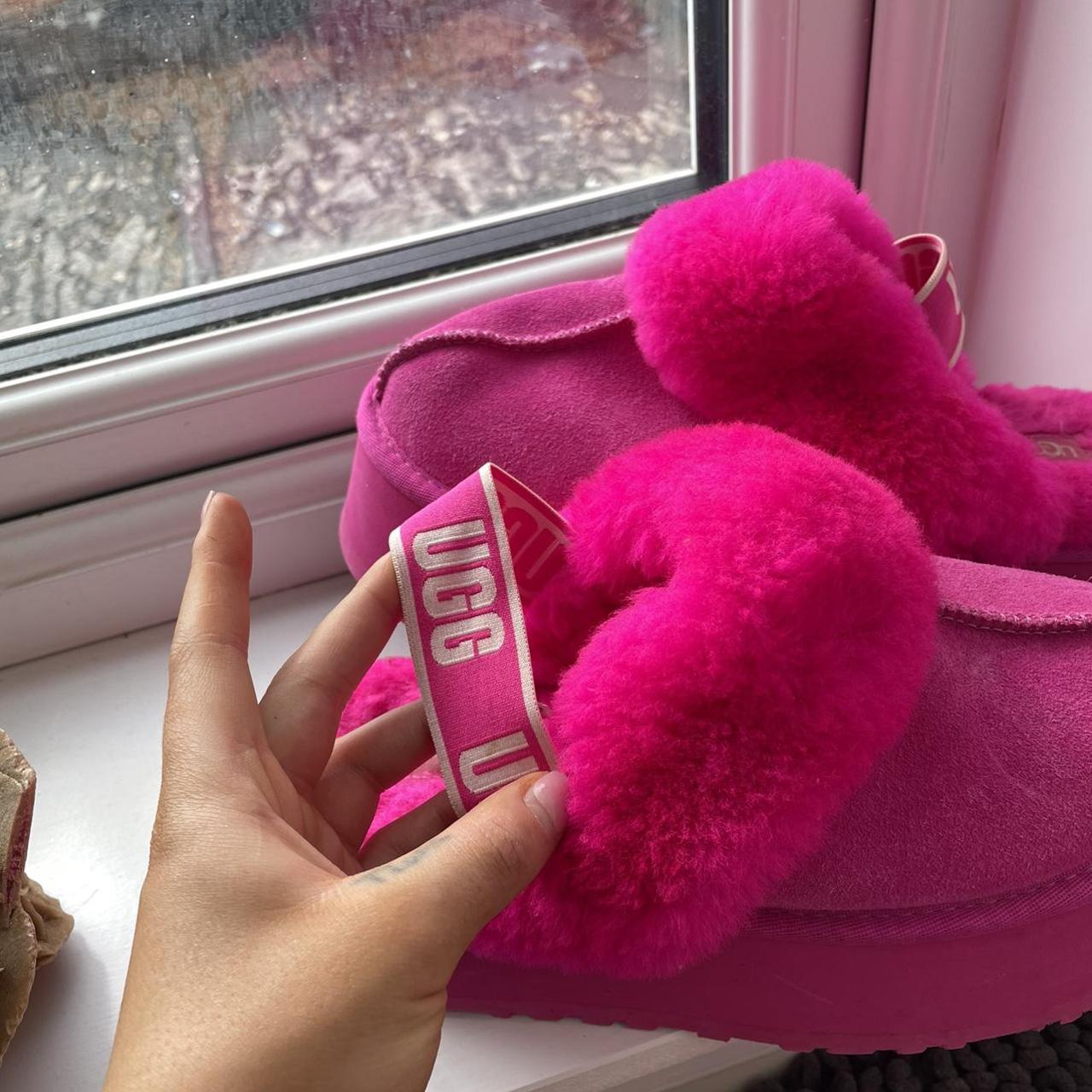 Neon pink ugg online slippers