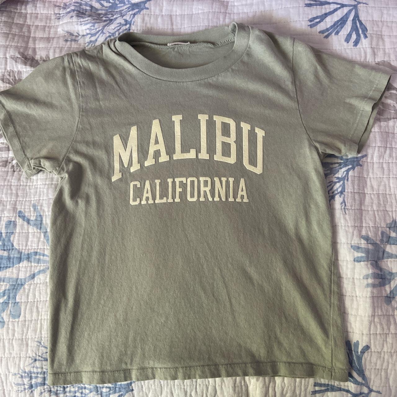 Brandy Melville “Malibu” sage green baby tee... Depop