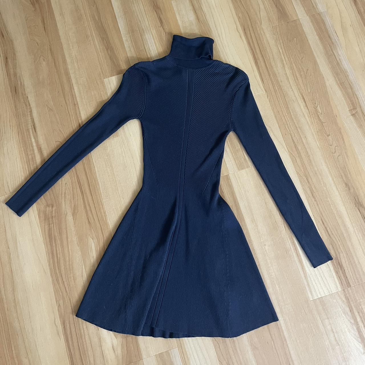 Navy Blue Zara turtleneck dress. Long sleeve dress.... Depop