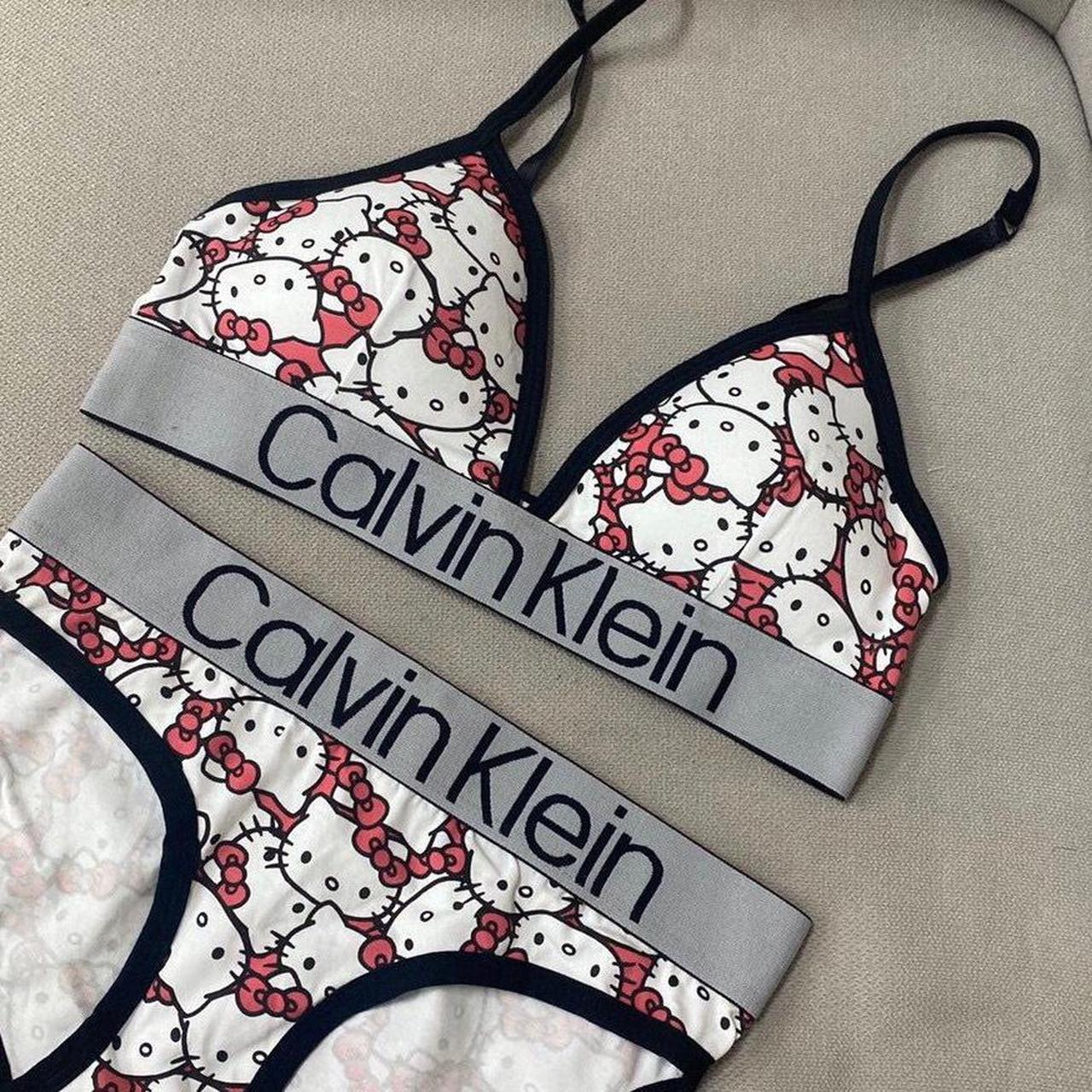 Calvin Klein 3 piece lingerie set. 34B/ S/M. - Depop