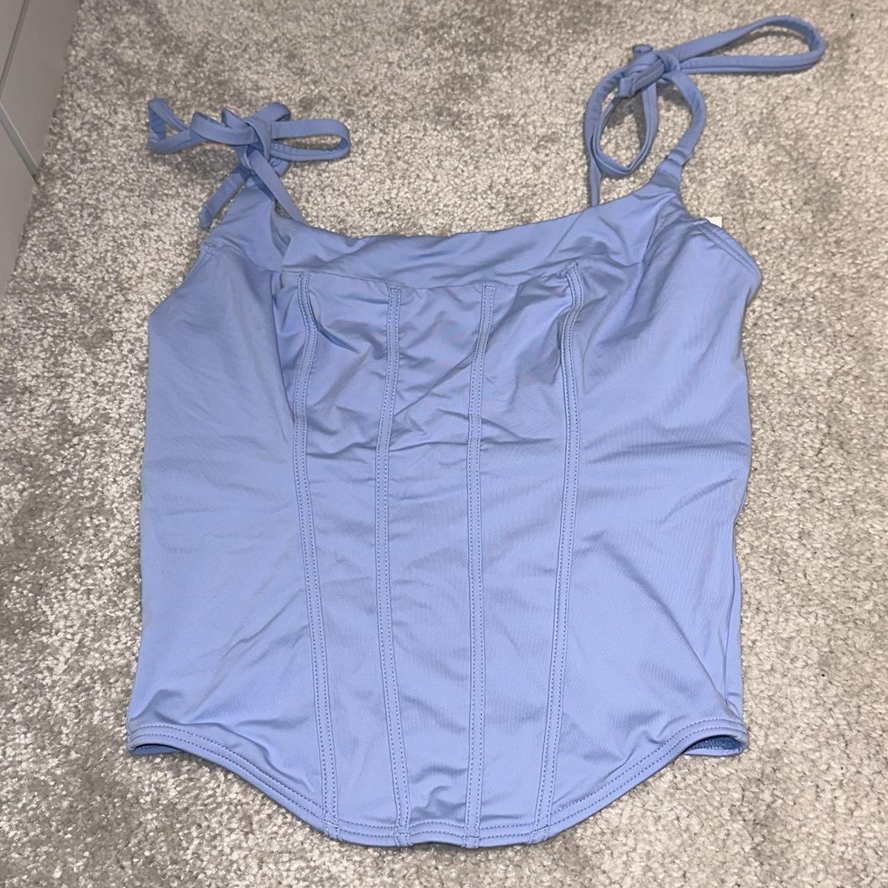 Gilly hicks blue corset top light blue corset top... - Depop