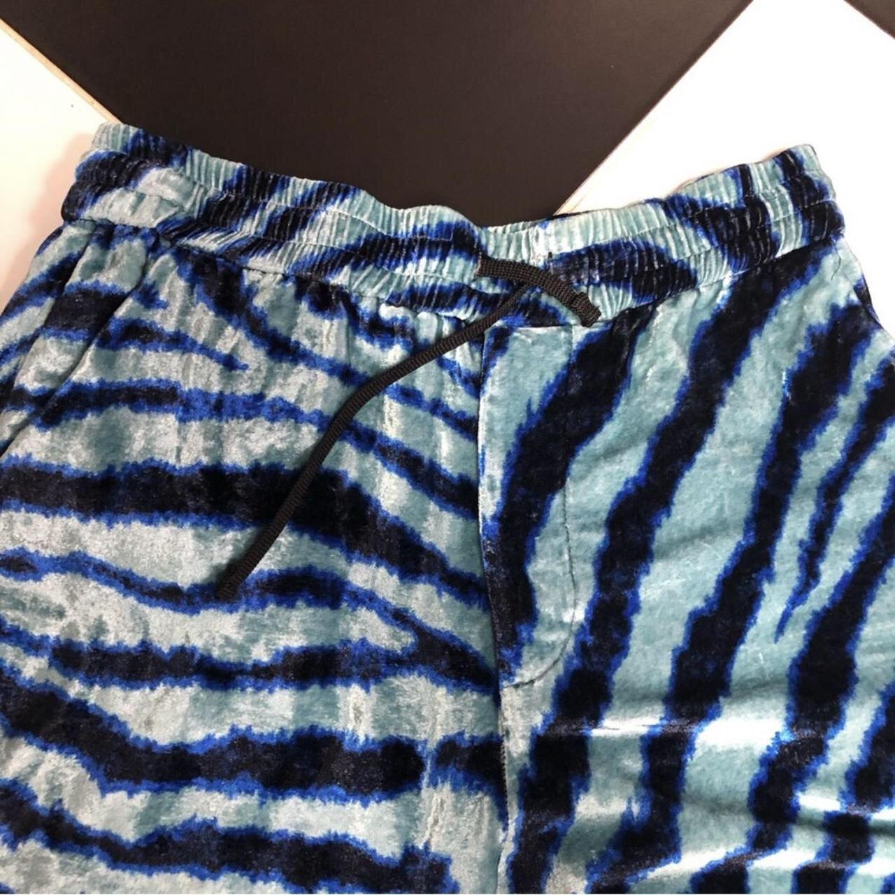 R13 Teal Blue Zebra Baggy Silk Shorts Velour Velvet | Depop