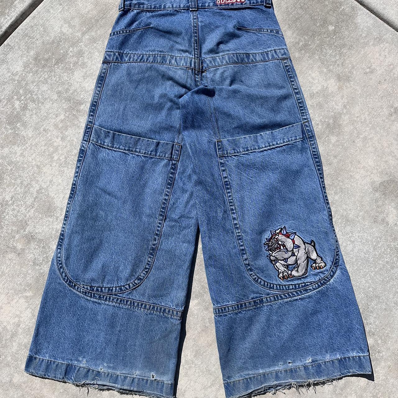 パンツ 90s JNCO Jeans Belle Denim vtg 90s JNCO jeans size 13 Embroidered Bell Bottom S-1015