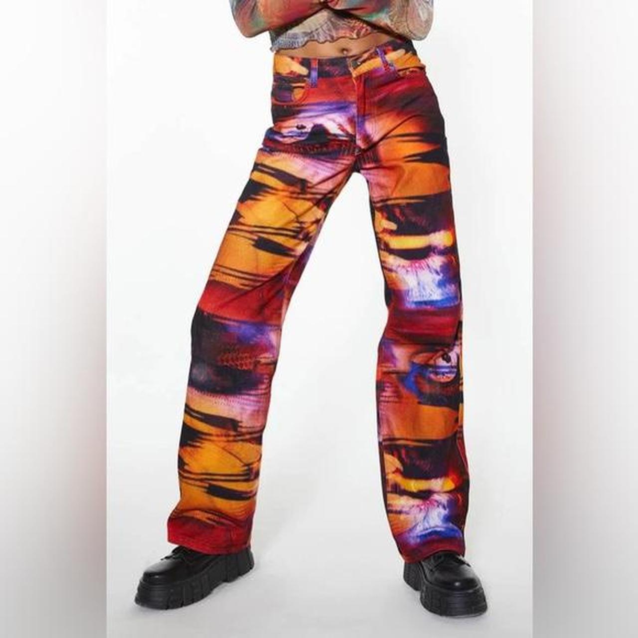 jaded london abstract eye jeans size 0 belt loops... - Depop