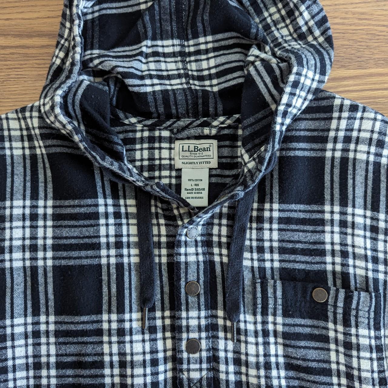 L.L.Bean Fleece Lined Flannel Shirt Hoodie Plaid