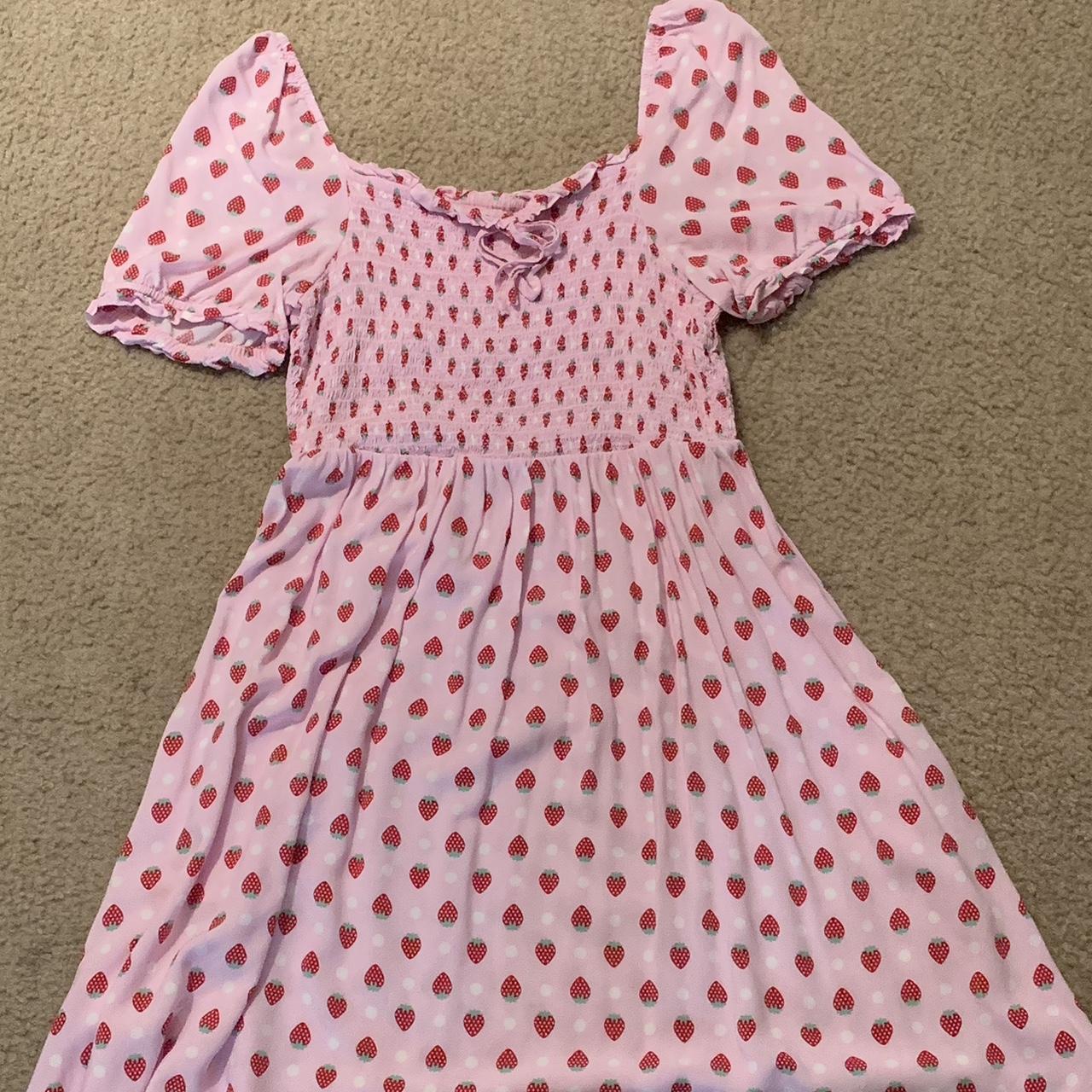 women-s-off-the-shoulder-strawberry-dress-size-depop