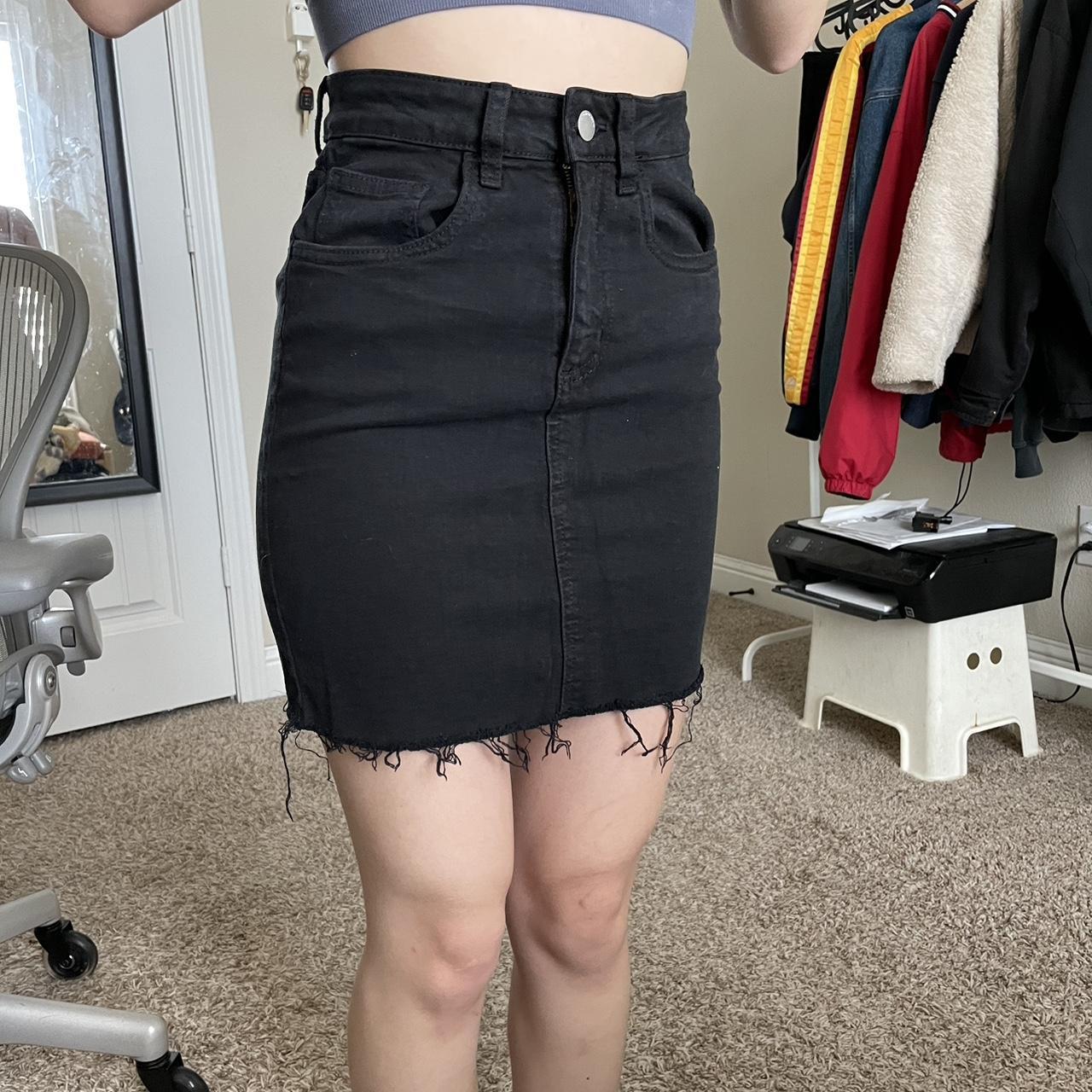 Womens black outlet ripped denim skirt