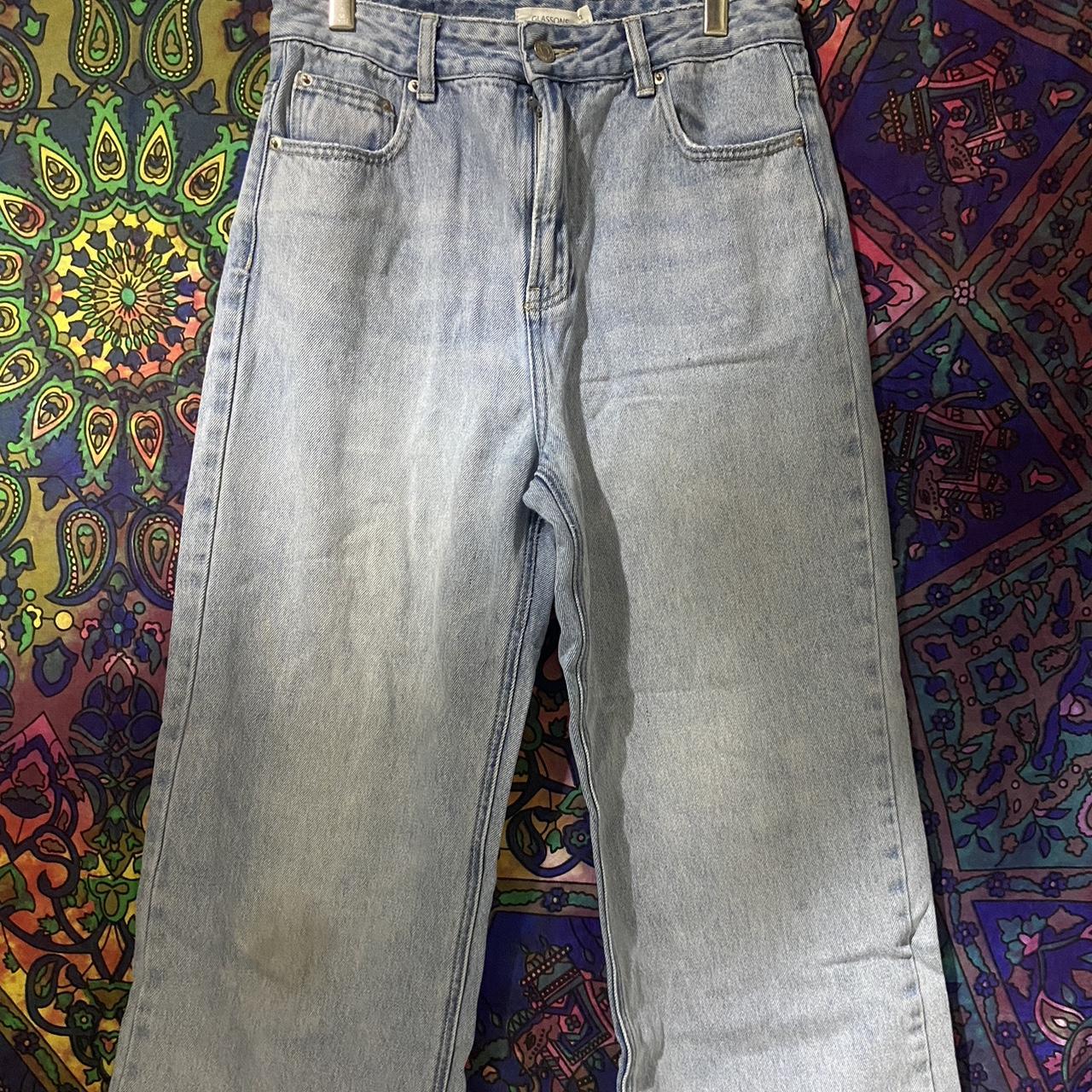 glassons high rise crop wide led jeans minor stain... - Depop