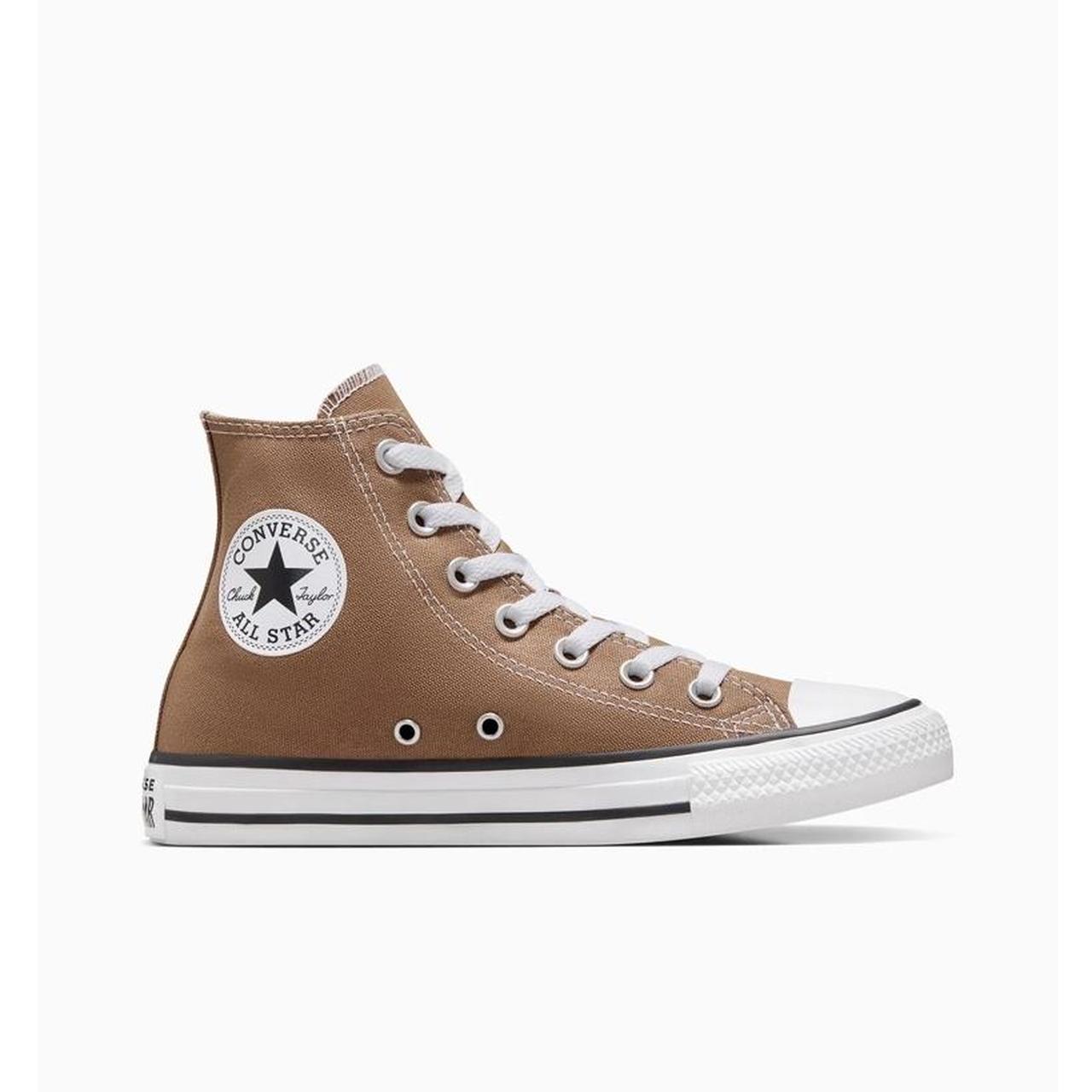 ‘hot tea high top’ converse light brown colour size... - Depop