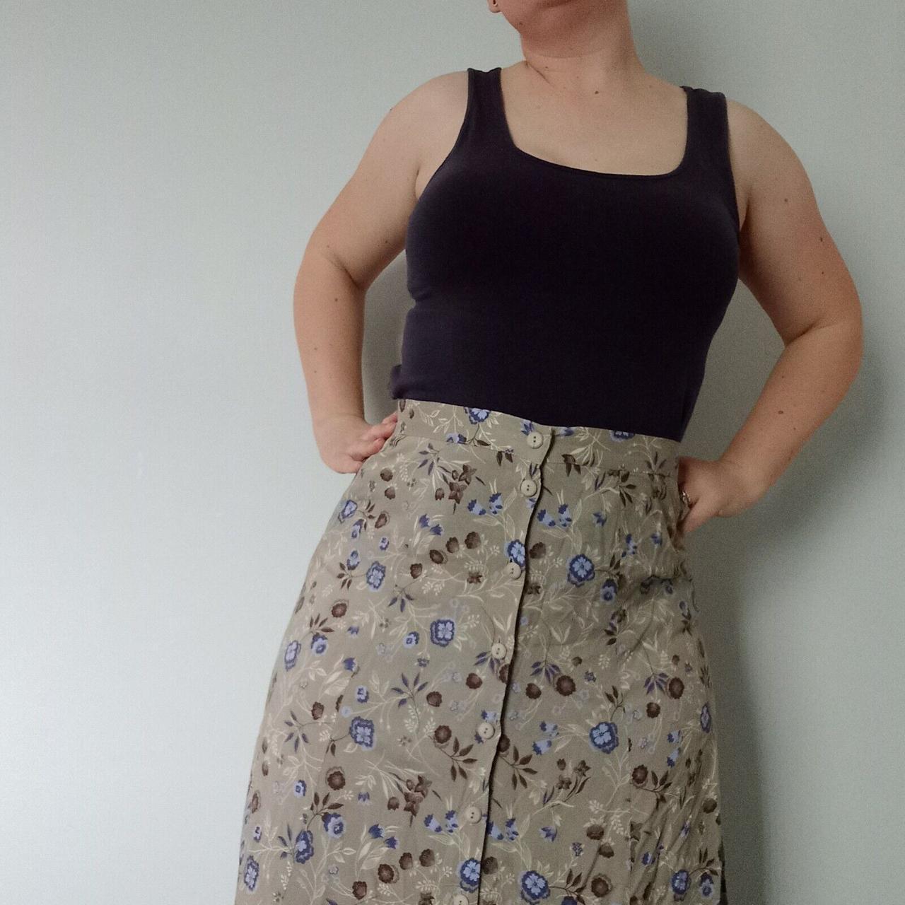 Vintage Sag Harbor Floral Midi Skirt Depop